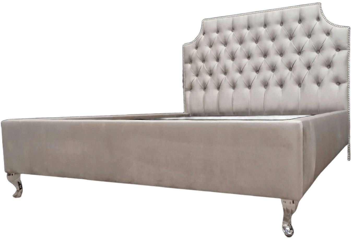 JVmoebel Polsterbett Chesterfield Doppelbett in edlem Samt-Design mit Bettkasten (1-tlg., Bett), Made in Europa