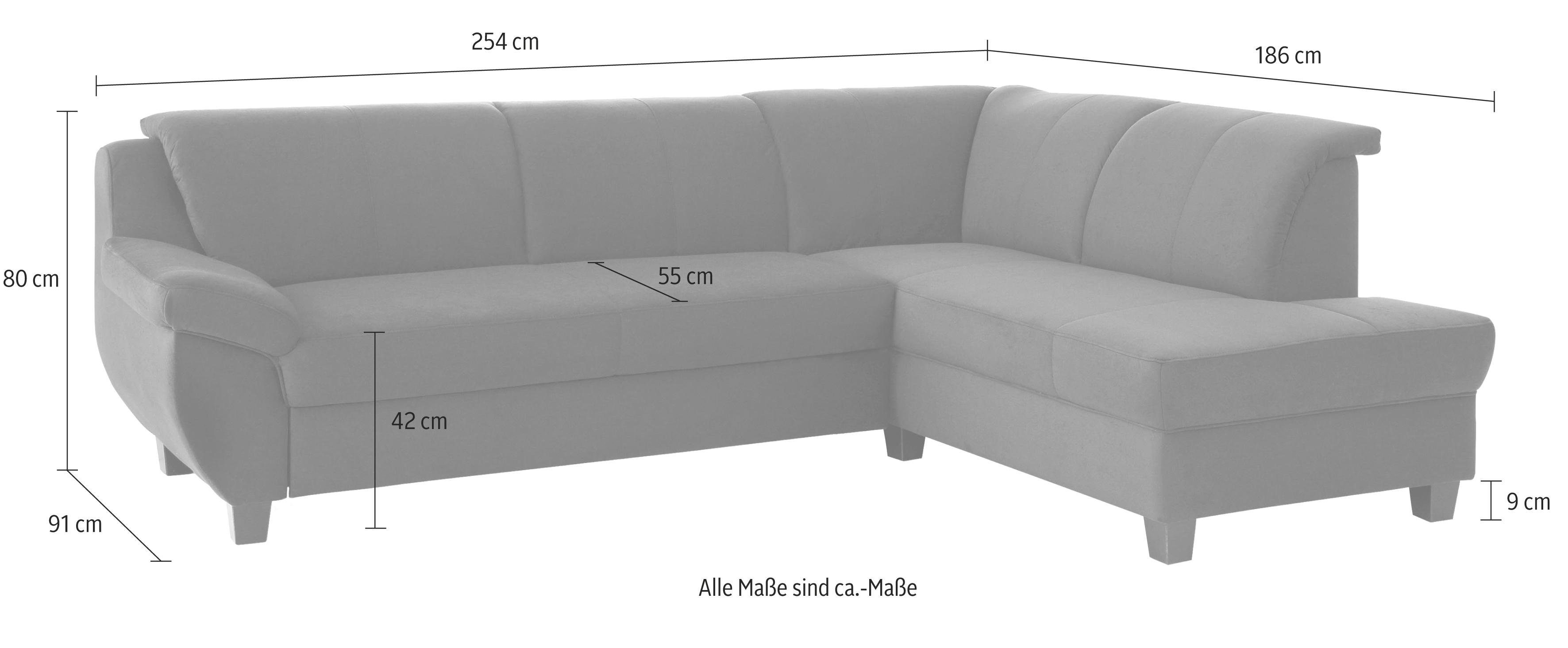 Home affaire Ecksofa "Yesterday L-Form", wahlweise mit Bettfunktion, auch i günstig online kaufen