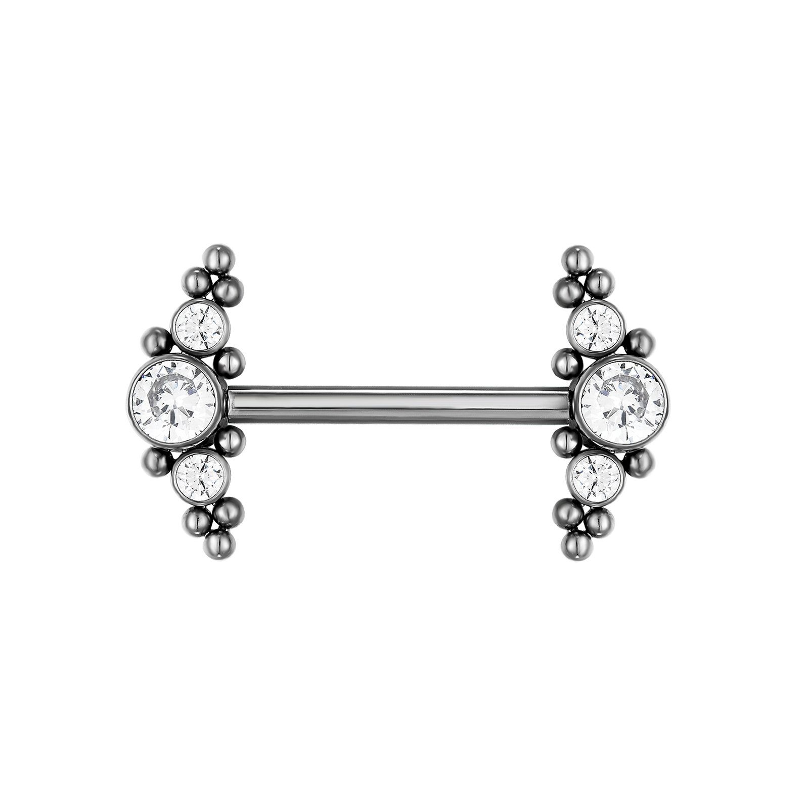 Karisma Schmuck Brustwarzenpiercing Brustpiercing Titan G23 Internally Threaded Barbell Premium Zirkonia (3-tlg)