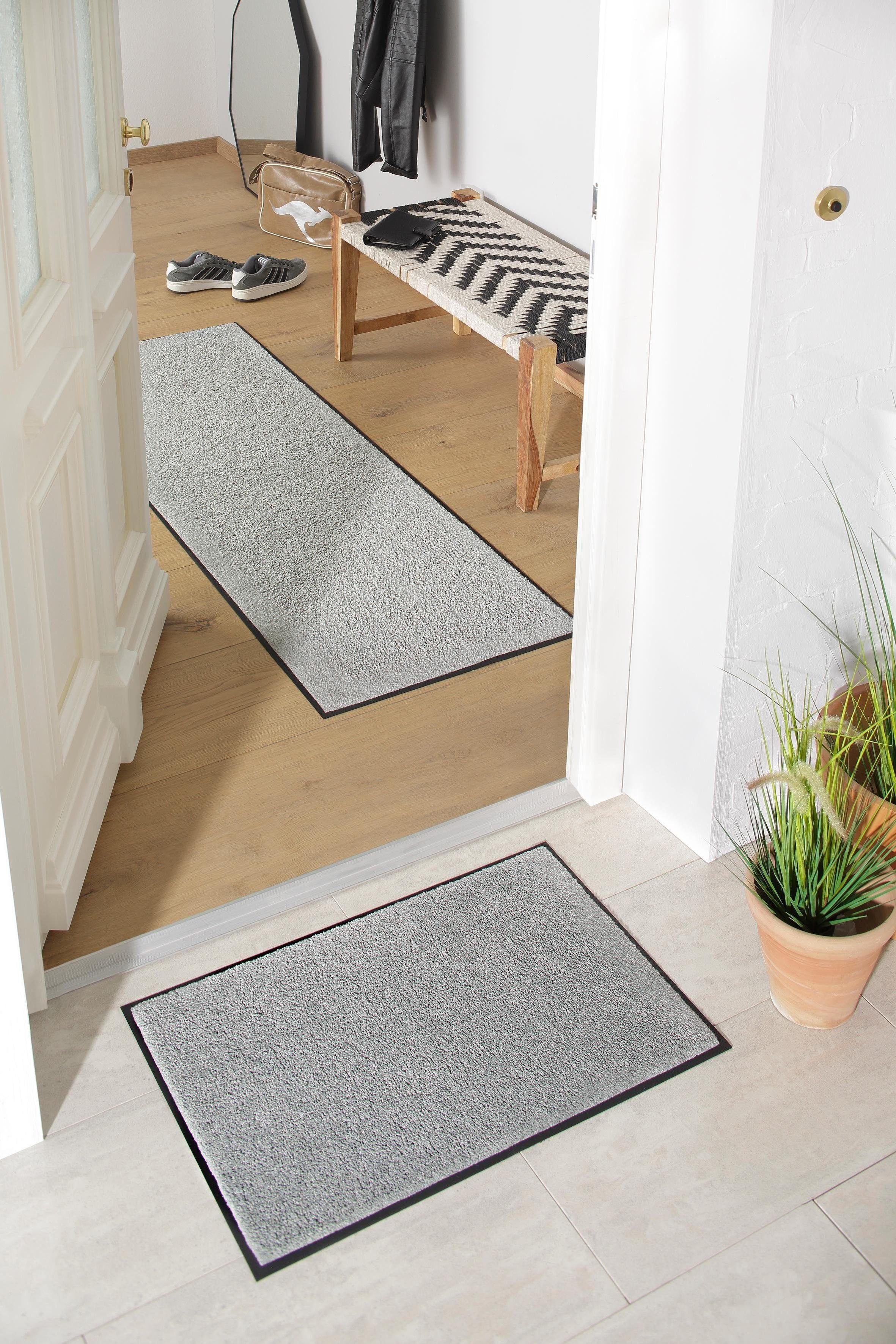 Schmutzfangmatte, 9 In- und Fußmatte waschbar Outdoor-Teppich, mm, Lavea, Höhe: grau rechteckig, andas, Uni-Farben,