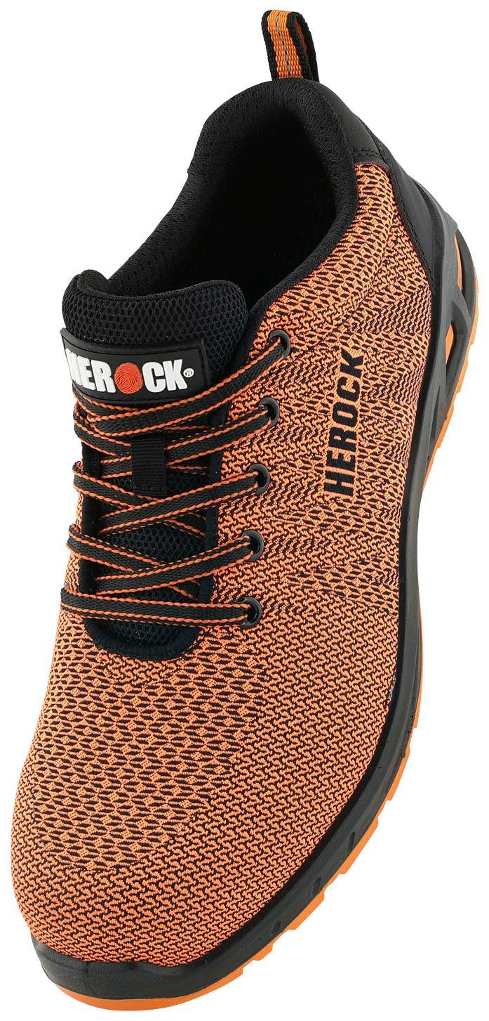 Herock Titus S1P Niederige Sicherheitssneakers leicht, Fiberglaskappe, durchtrittschutz, Sicherheitsschuh rutschhemmend orange Extrem