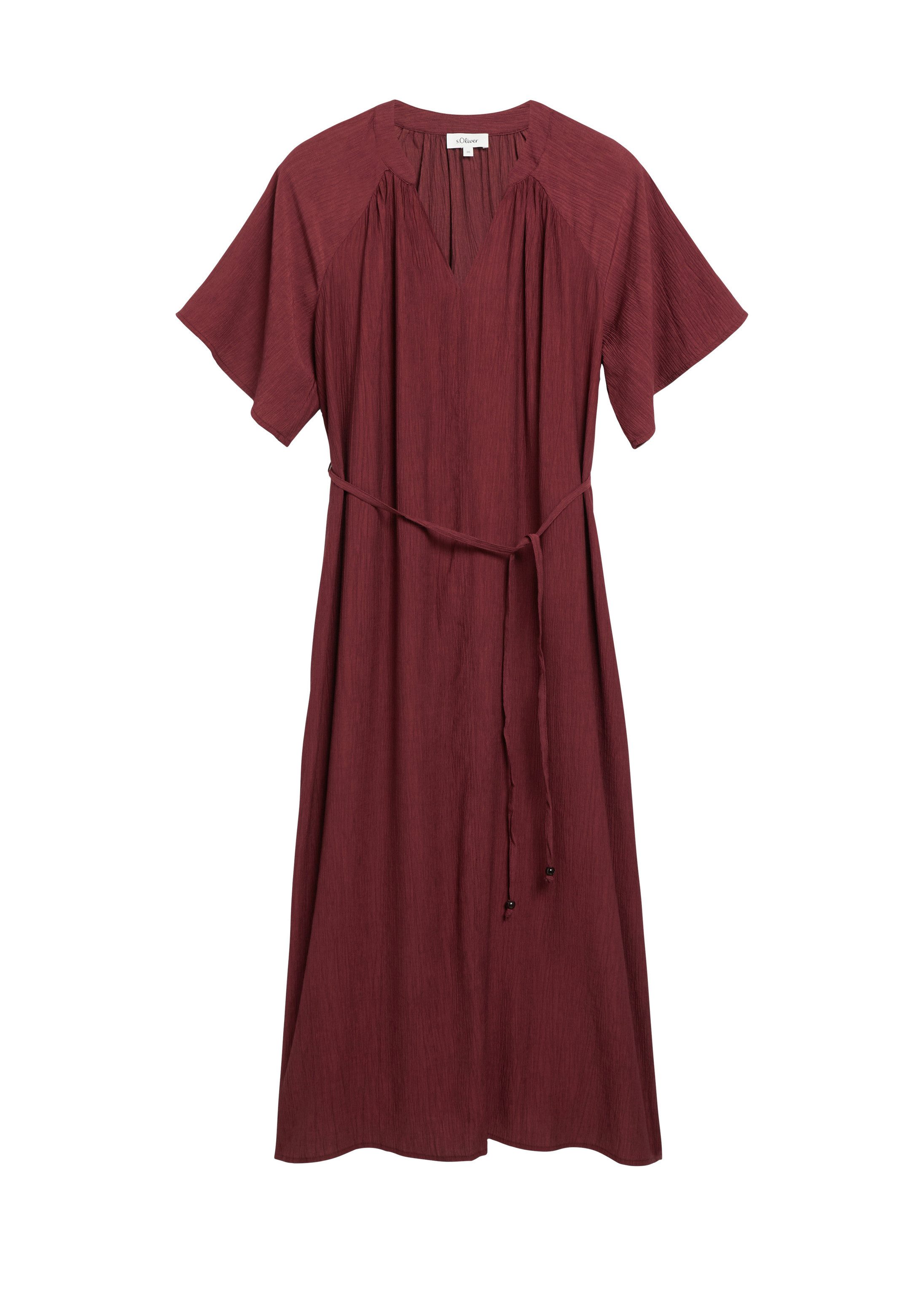 s.Oliver Midikleid Kleid Strukturiertes Viskosemix-Kleid im Relaxed Fit