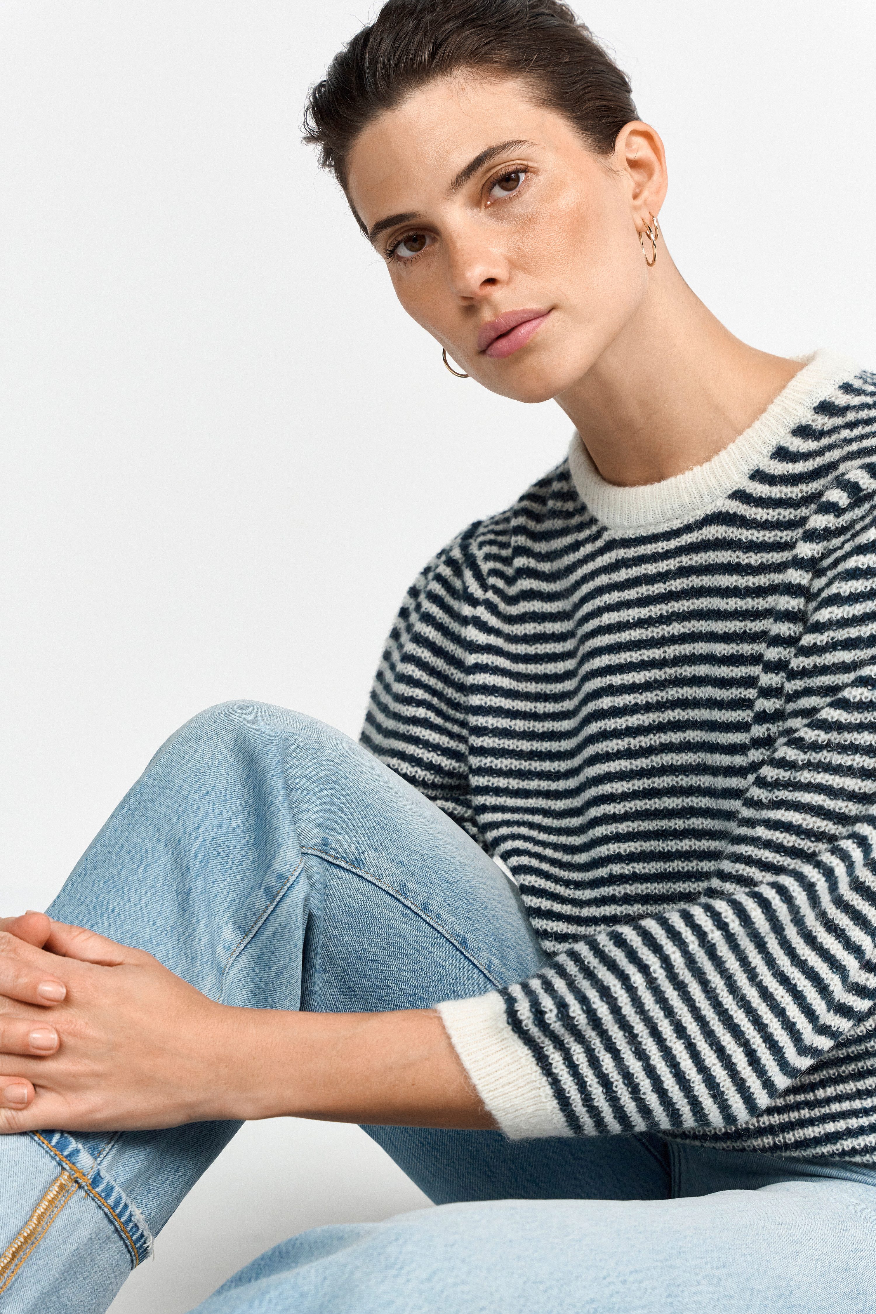 RICHROYAL Strickpullover Kastiger Schnitt, Puffärmel, Rundhals, günstig online kaufen