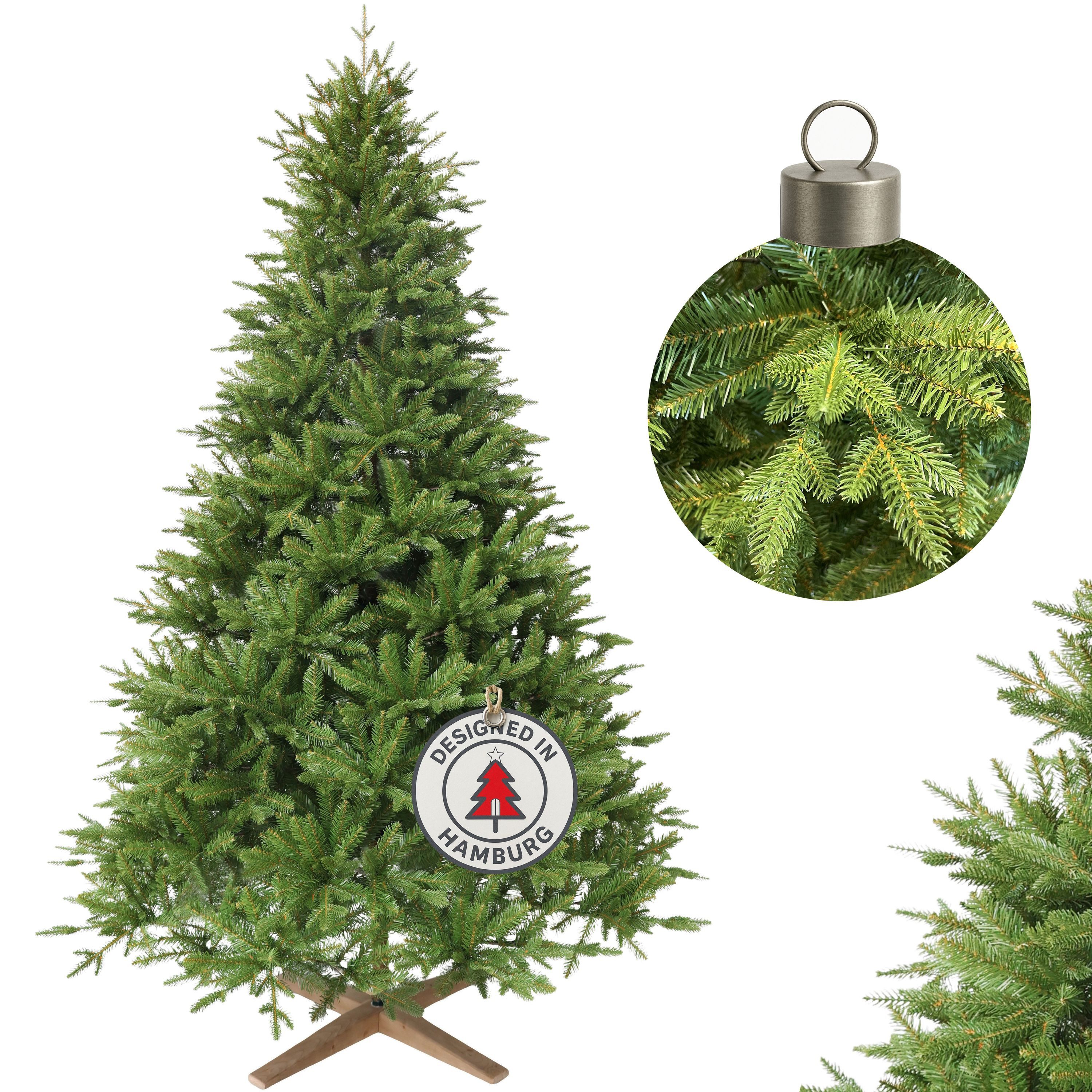 Cox Swain Künstlicher Weihnachtsbaum Realistische Optik pflegeleichter Tannenbaum PE-PVC Italy Nadeln, 150/180/210/240 cm auswählbar, Naturgetreue Optik, wiederverwendbar, einfache Montage