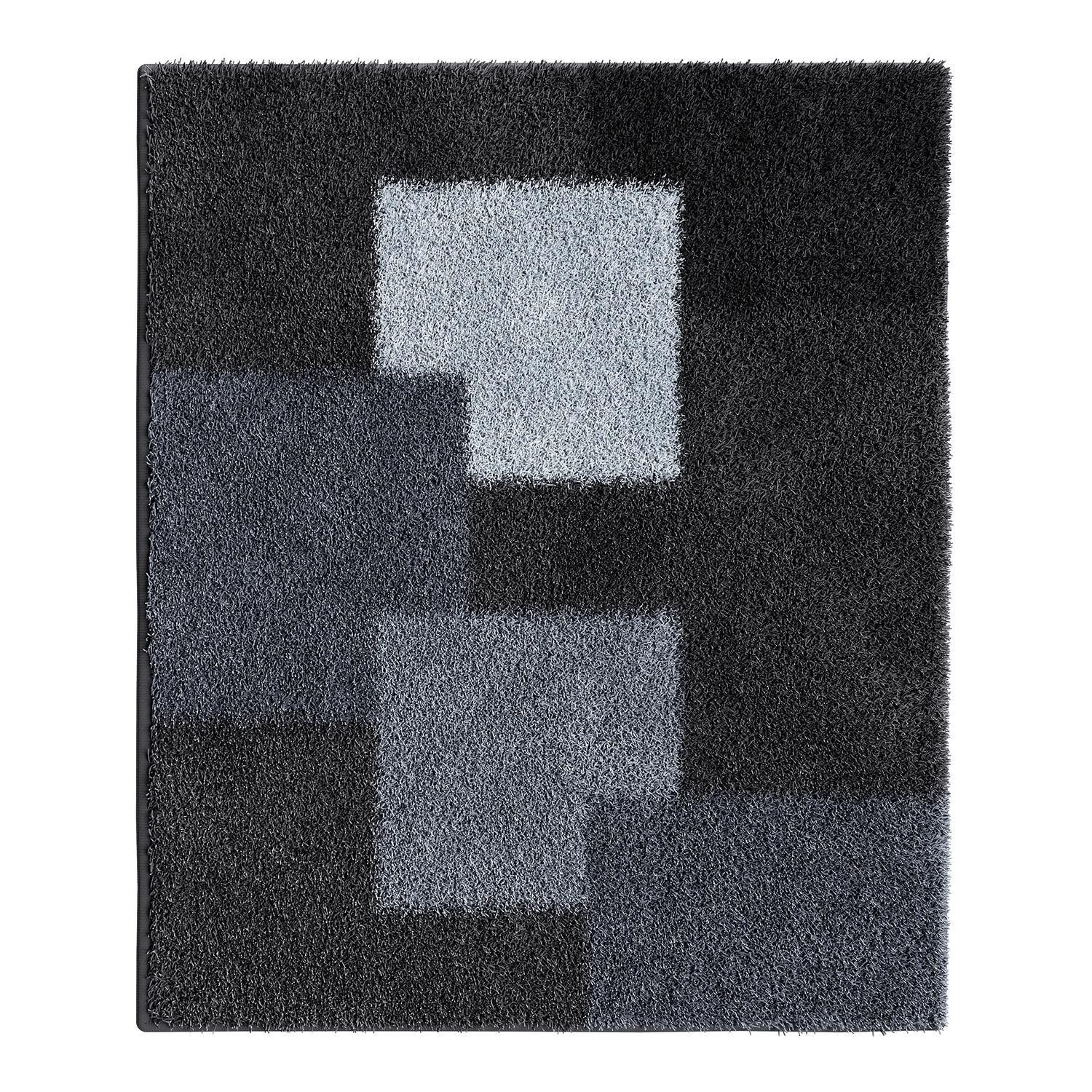 Grund Badematte RUBIC, B 50 x L 60 cm, Schwarz, Anthrazit, Grau, Höhe 20 mm, rutschhemmend beschichtet, fußbodenheizungsgeeignet, schnell trocknend, Polyacryl, rechteckig, waschbar