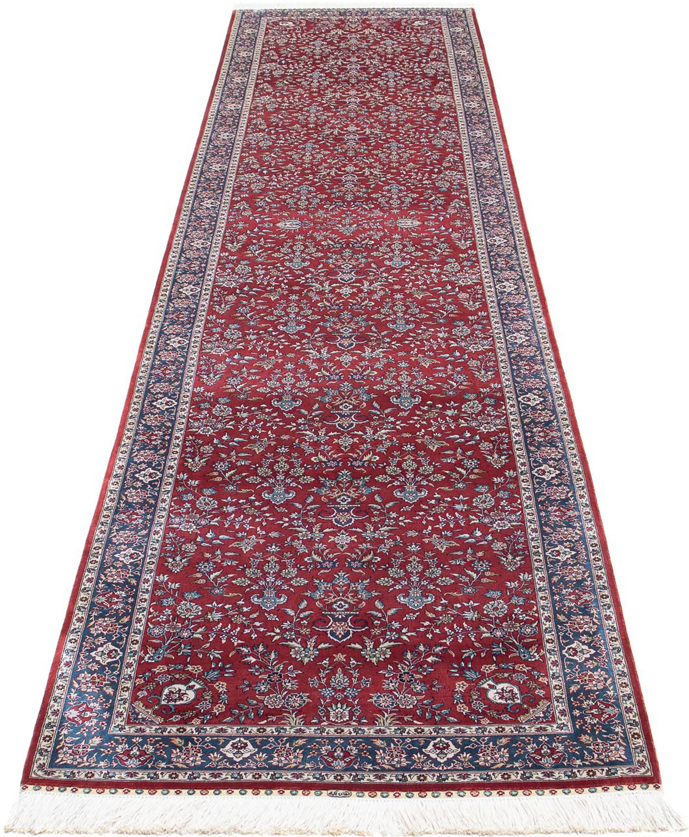 Orientteppich Orient - Hereke - 369 x 78 cm - dunkelrot, morgenland, rechteckig, Höhe: 3 mm, Wohnzimmer, Handgeknüpft, Einzelstück mit Zertifikat