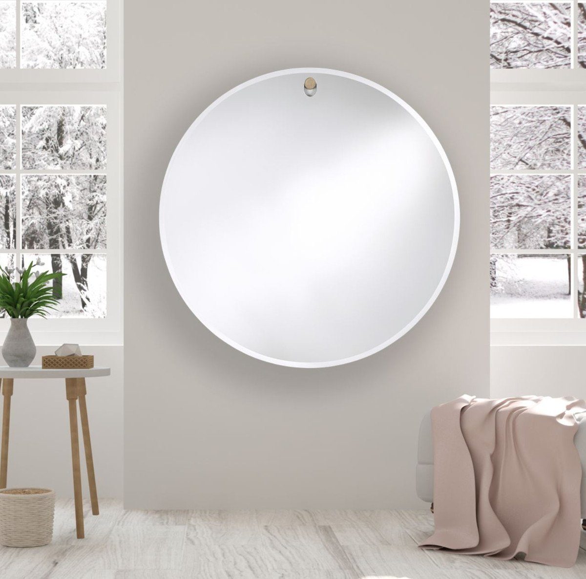 Ø cm Designer Spiegel Wandspiegel Wandspiegel - Casa 122,5 Padrino Runder Luxus