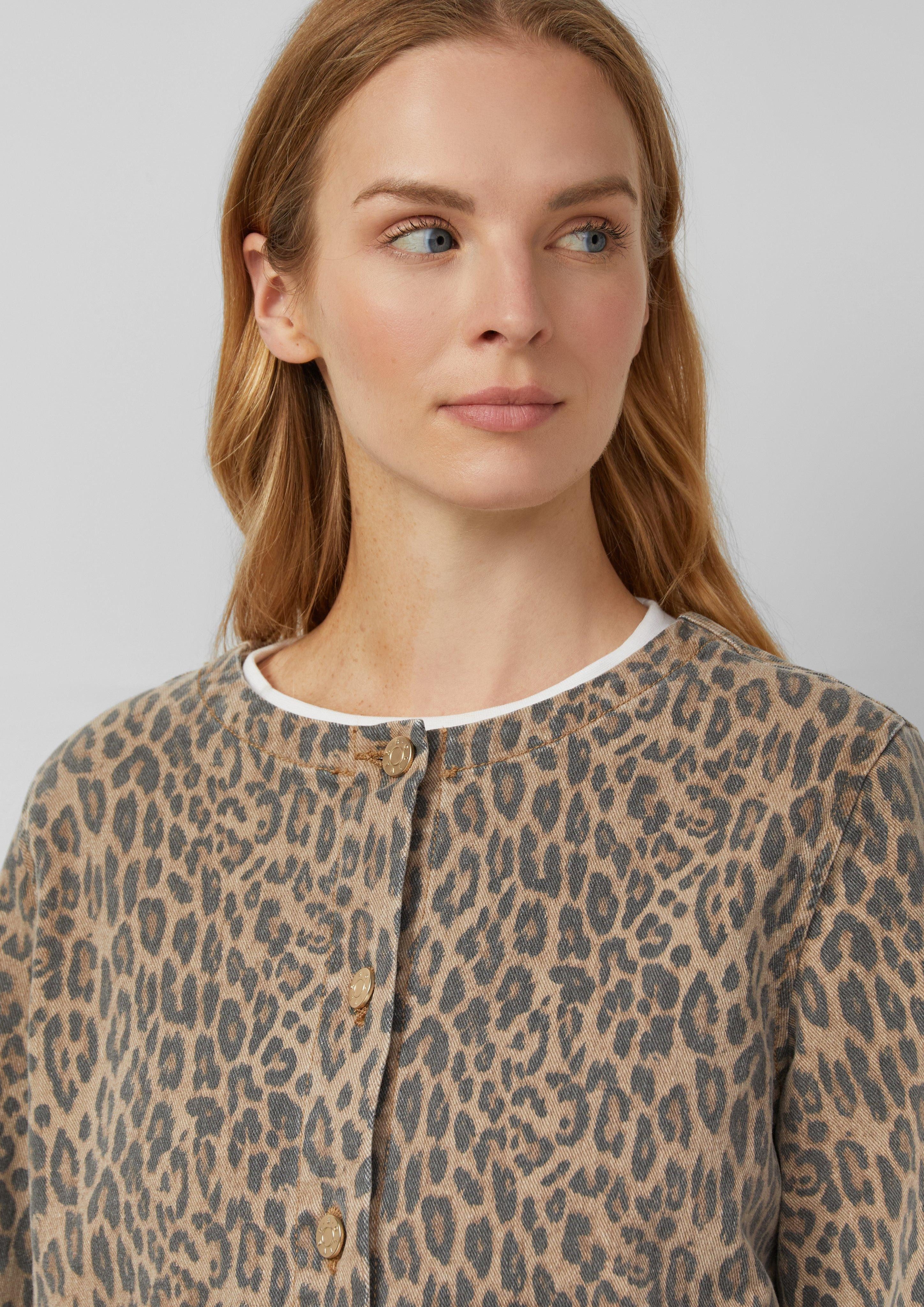 s.Oliver Funktionsjacke Verkürzte Denimjacke mit Leoprint günstig online kaufen
