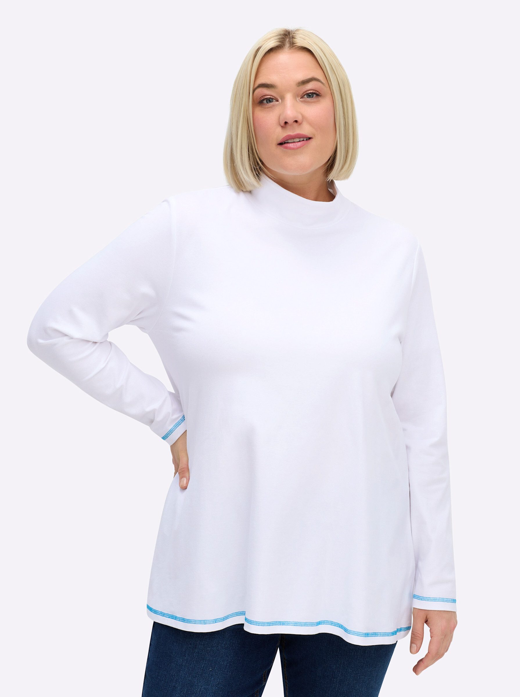 Sheego T-Shirt Rollkragenshirt . günstig online kaufen