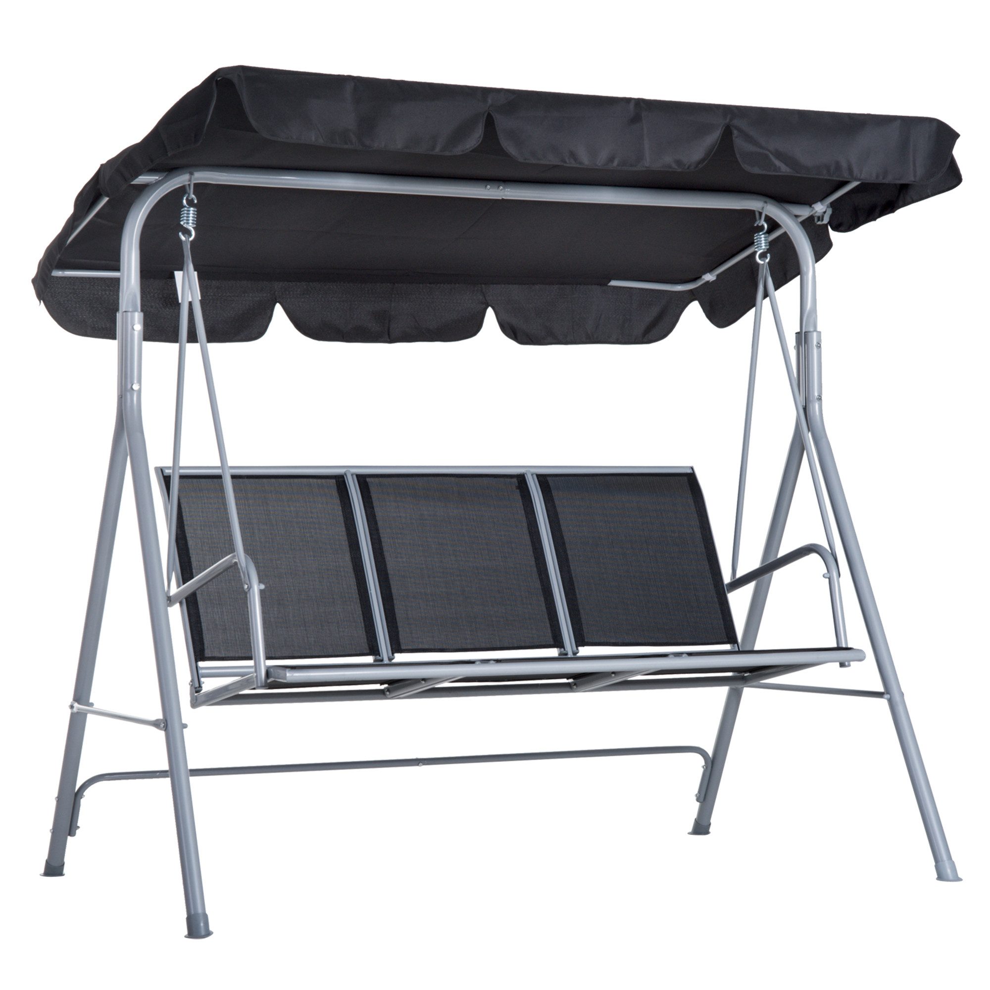MC Star Hollywoodschaukel 3-Sitzer elegante Gartenschaukel mit Dach Metallrahmen Grau Silber, Silber 171x108x154cm für Garten Terrasse