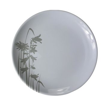 sesua Geschirr-Set Melamin Geschirrset Blumen 16tlg weiß grau Essgeschirr Camping