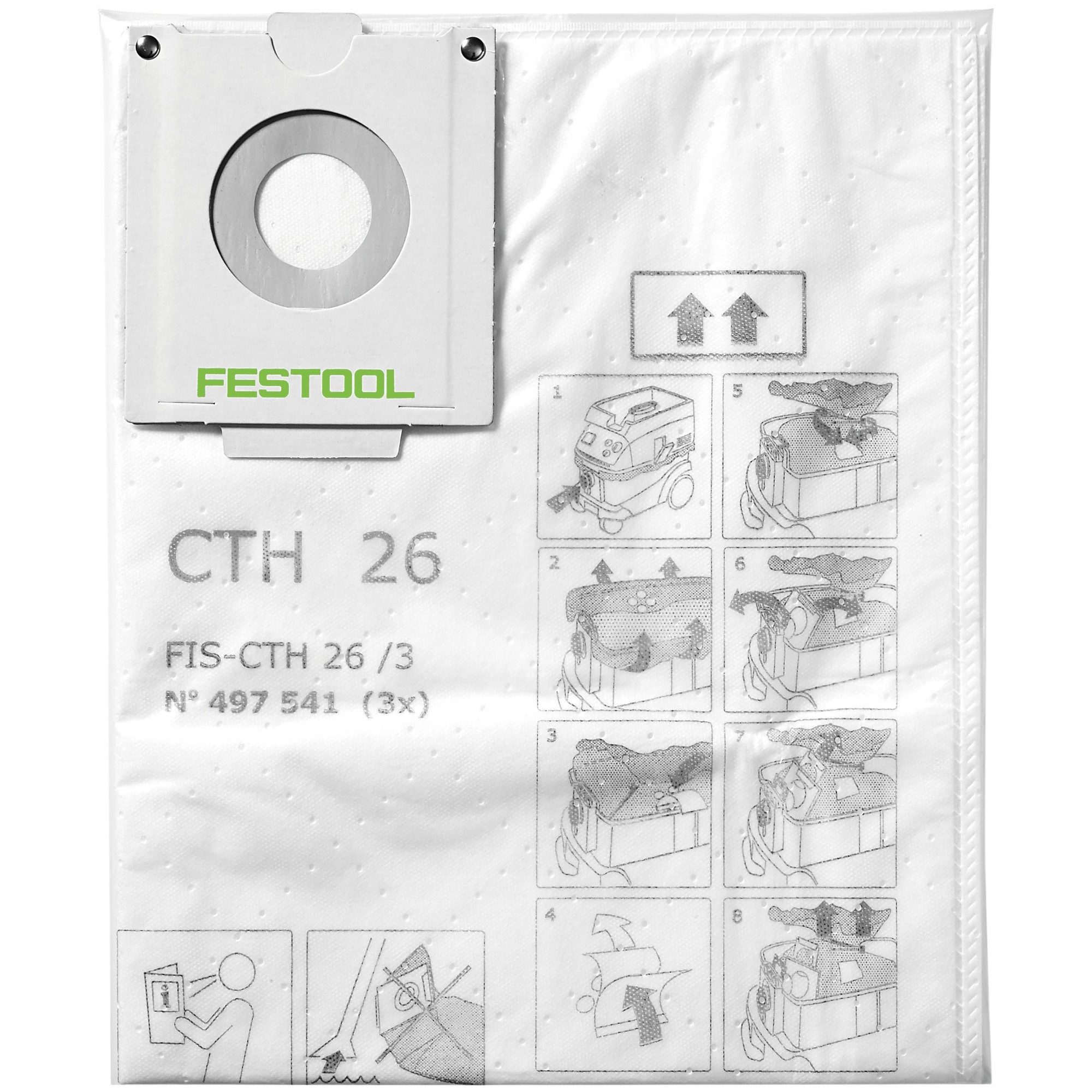 FESTOOL Filterbeutel FIS-CTH 26/3 Sicherheitsfiltersack 24 l Staubklasse H 3 Stk