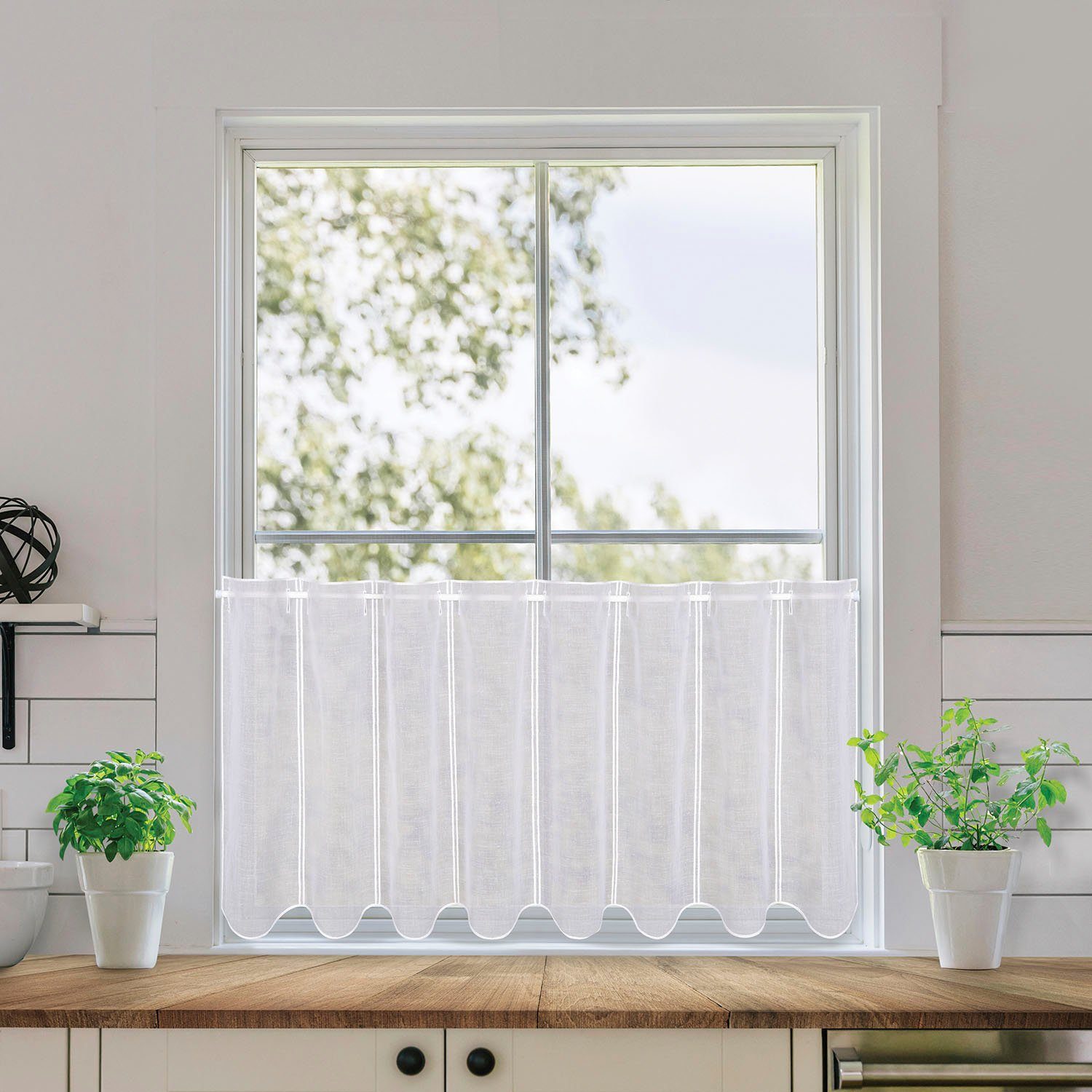 Gerster Scheibengardine Doris (1 St), Durchzuglöcher, halbtransparent, Wirk günstig online kaufen