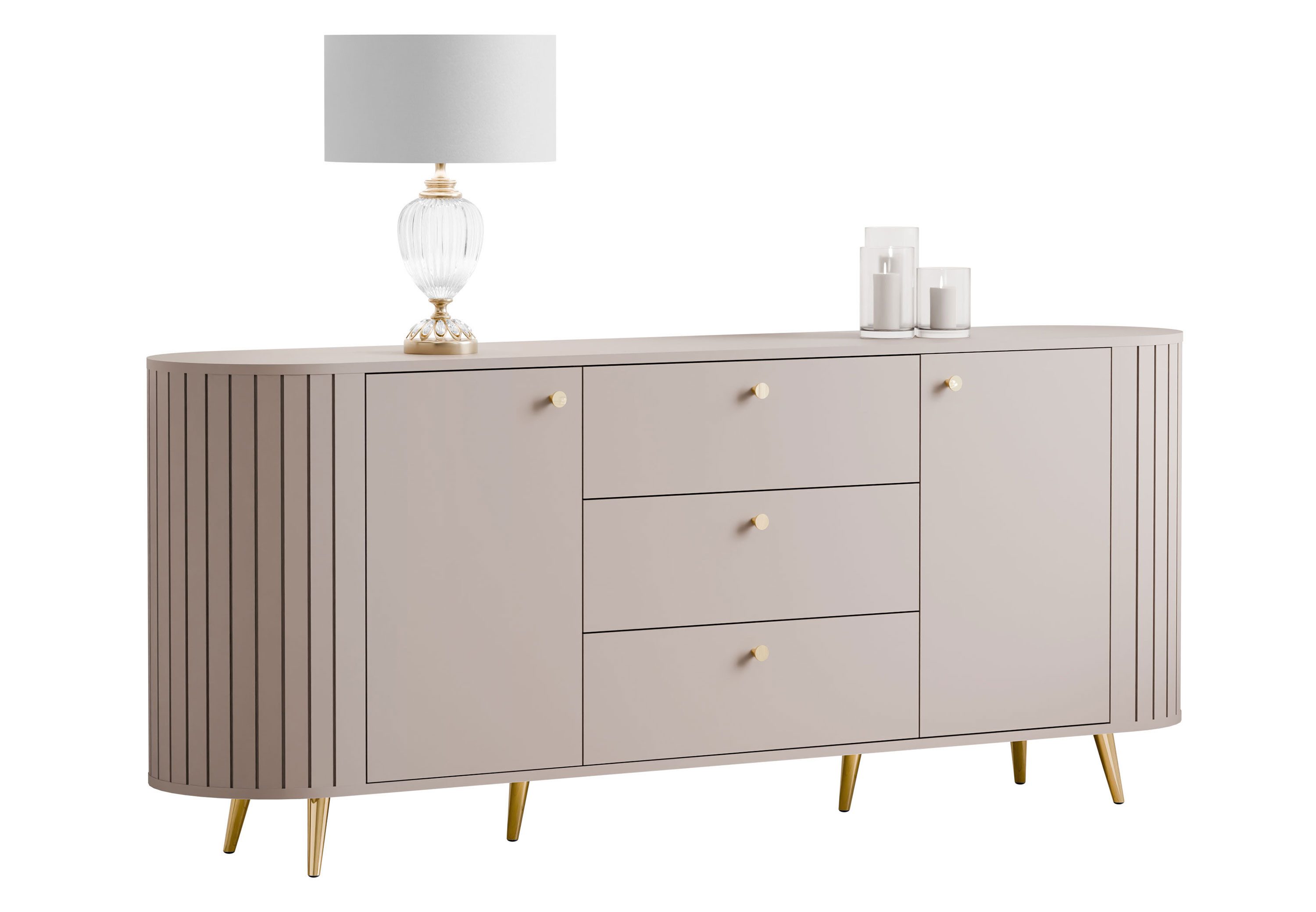 Lookway Kommode ELODIE II 2D3D mit gefrästen Fronten und Soft-Close-System, 190x79x40 cm