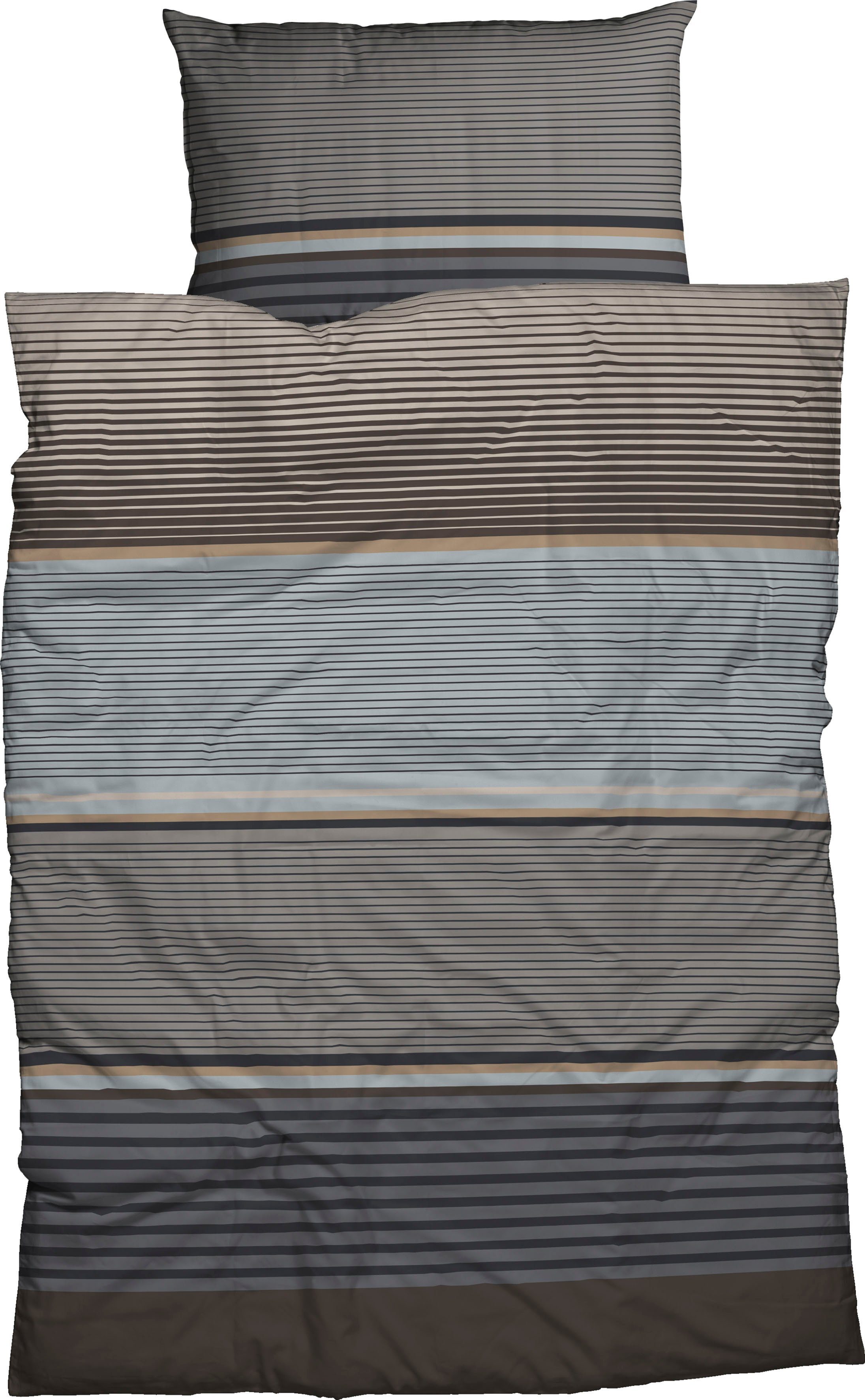 CASATEX Bettwäsche Orsa Braun Grau Satin, günstig online kaufen