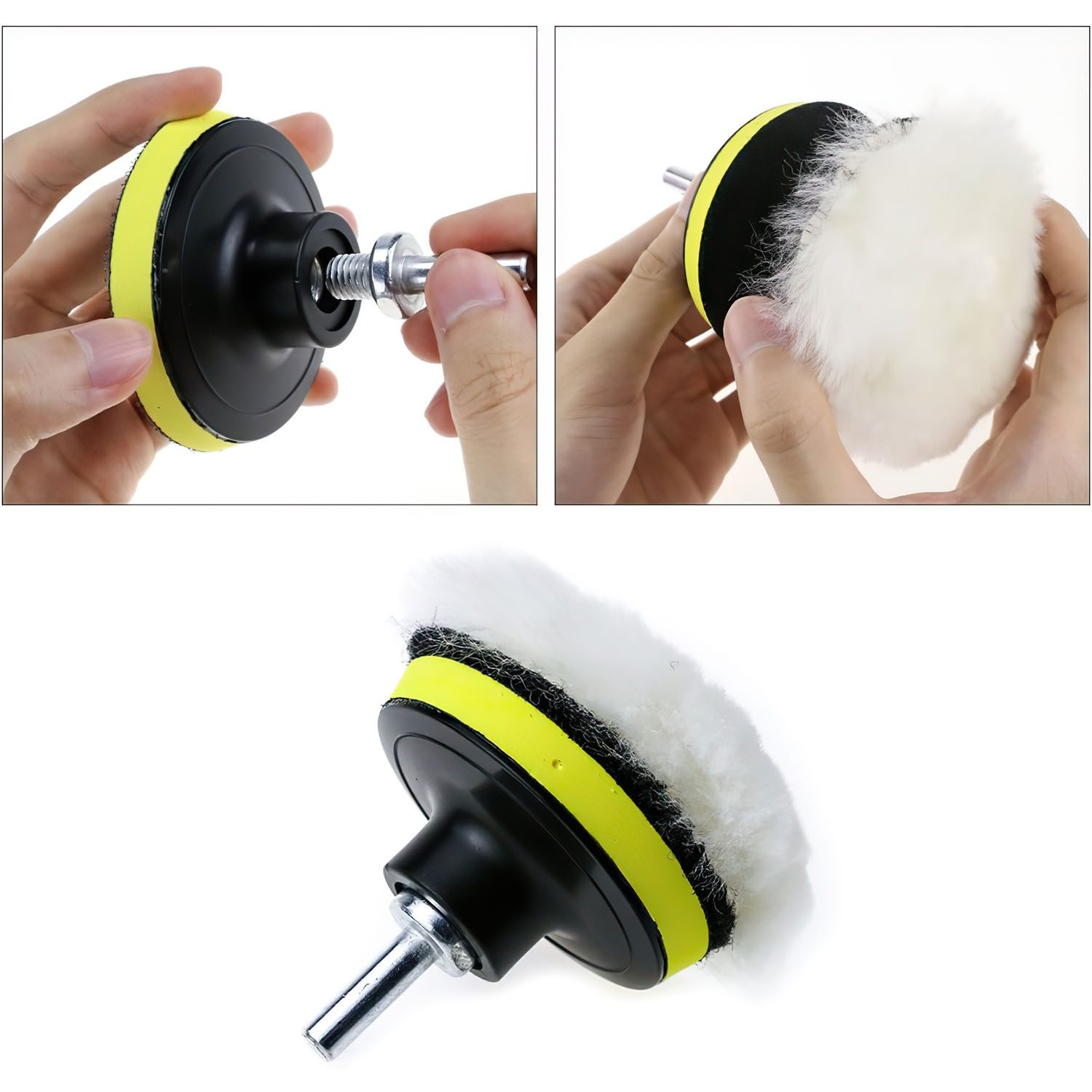 HEYHIPPO 3-inch Polishing Pad Set for Cars, 25-piece, Sponge Pads & Drill Attachment, Suitable for Polishing, Waxing, Sealing and Sanding, For Paint Care