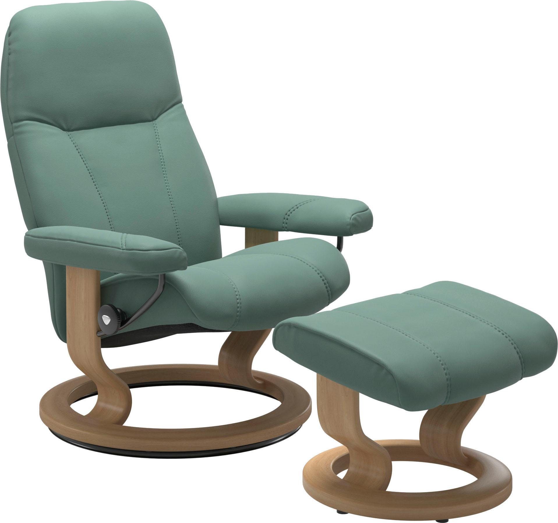 Stressless® Relaxsessel Consul (Set, Relaxsessel mit Hocker), mit Hocker, mit Classic Base, Größe M, Gestell Eiche