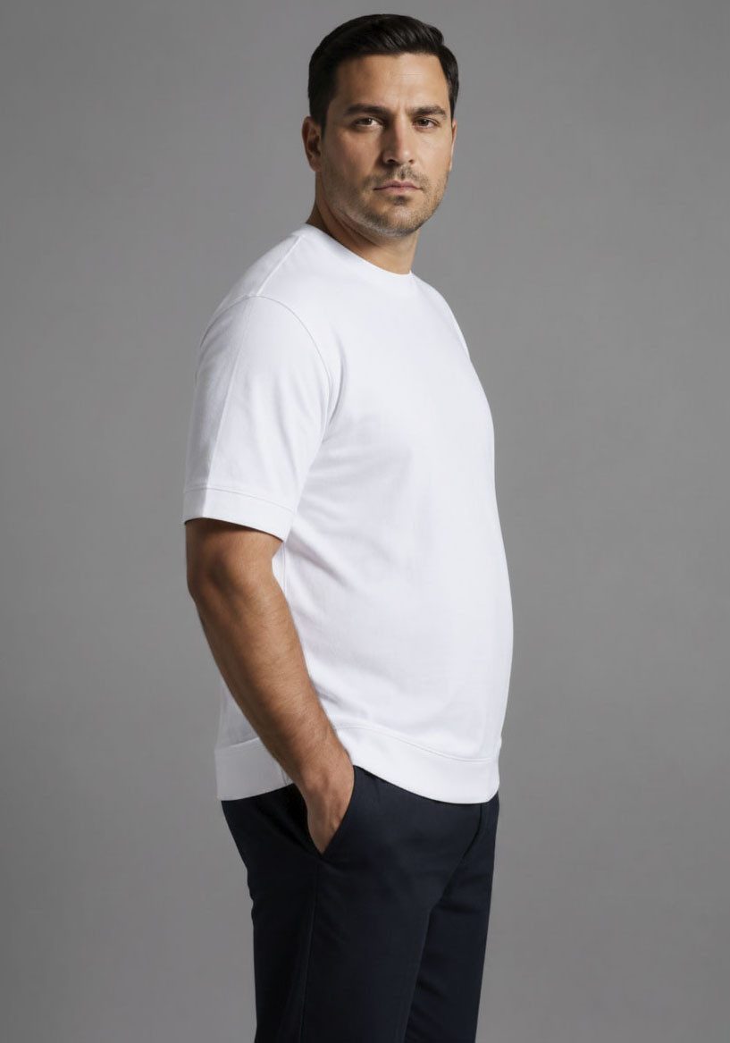 Man's World Plus Rundhalsshirt auch in Grosse Größen bis Gr. 7XL Bauch-Fit mit breitem Saumbündchen (2er-Pack) Regular Fit, Kurzarm, unifarben, auch in großen Größen