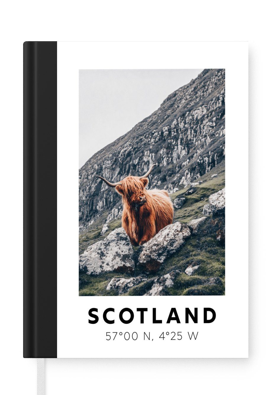 MuchoWow Notizbuch Schottland - Schottische Highlander - Berge, Journal, Merkzettel, Tagebuch, Notizheft, A5, 98 Seiten, Haushaltsbuch