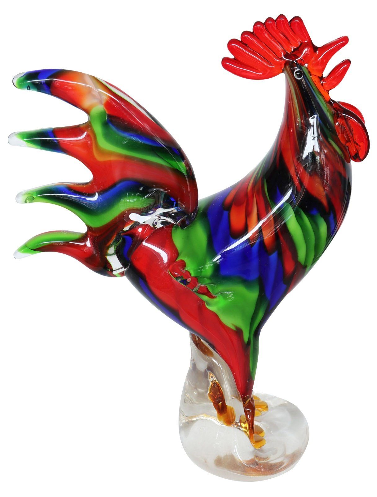 Aubaho Dekofigur Glasfigur Figur Hahn Glas im Murano Antik Stil 28cm