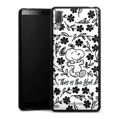 DeinDesign Handyhülle Peanuts Blumen Snoopy Snoopy Black and White This Is The Life, Sony Xperia L3 Silikon Hülle Bumper Case Handy Schutzhülle