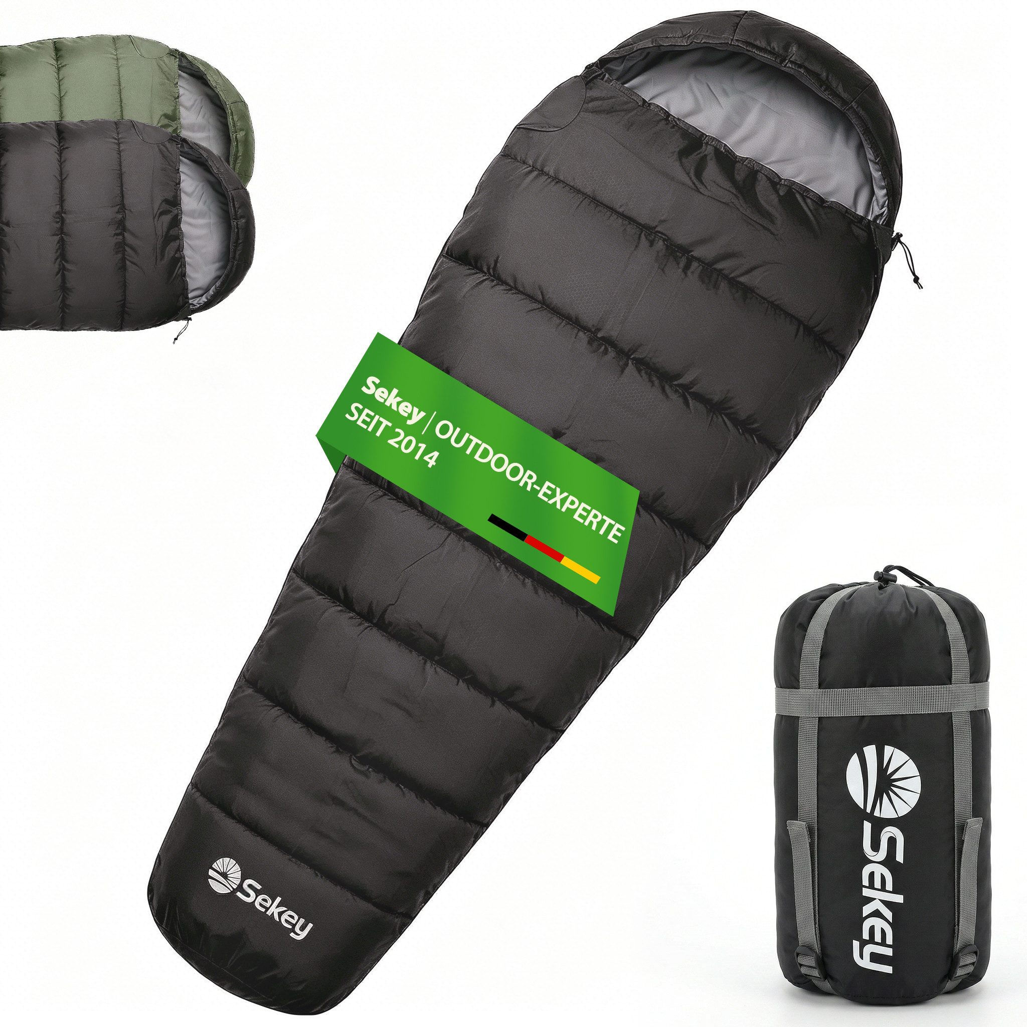 Sekey Mumienschlafsack Mumienschlafsack 220 cm leicht oder warm für Camping und Reisen, Leicht oder warm wählbar – 900g / 1700g - ideal für Camping & Trekking