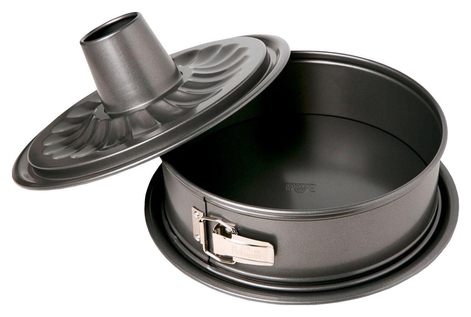 Birkmann Springform EASY BAKING, Anthrazit, Karbonstahl, (1-tlg), Ø 26 x H 9 cm, Flachboden mit 3 L, Rohrboden mit 2,5 L