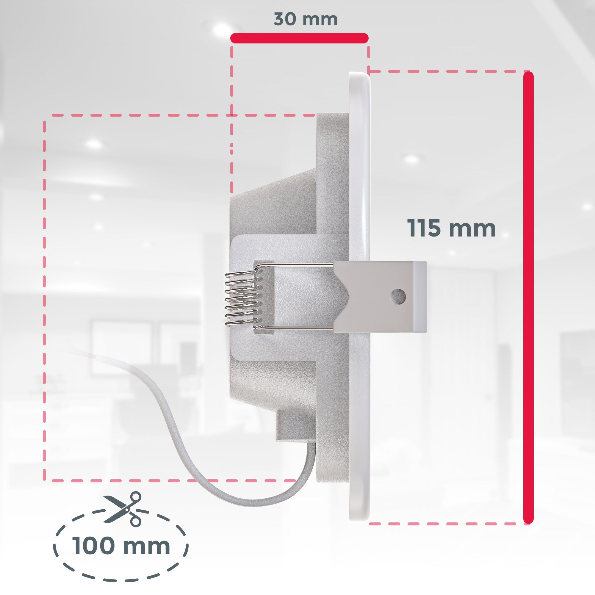 B.K.Licht LED Einbauleuchte BK_EL1276 Weiß, fest Flach, Ø10cm Set, Dimmbar, Ø11,5cm, 450Lm, Warmweiß, 3.000K, LED Ultra integriert, Lochbohrung, LED IP44, 6W Bad-Einbauleuchten, 6er