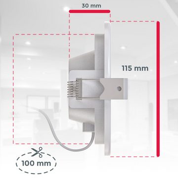 B.K.Licht LED Einbauleuchte BK_EL1276 LED Bad-Einbauleuchten, 6er Set, Dimmbar, Weiß, IP44, LED fest integriert, Warmweiß, Ultra Flach, Ø10cm Lochbohrung, Ø11,5cm, 3.000K, 450Lm, 6W