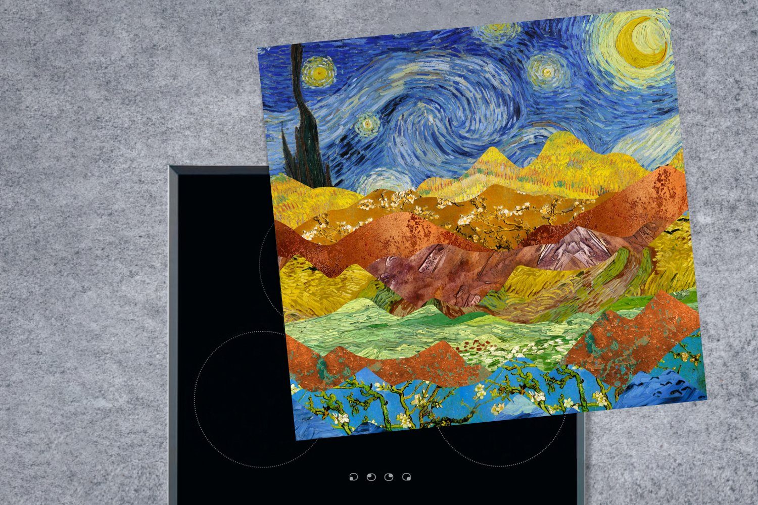 MuchoWow Herdblende-/Abdeckplatte - 78x78 Van Arbeitsplatte cm, Alte Sternennacht tlg), Gogh Vinyl, für Meister, küche Ceranfeldabdeckung, - (1