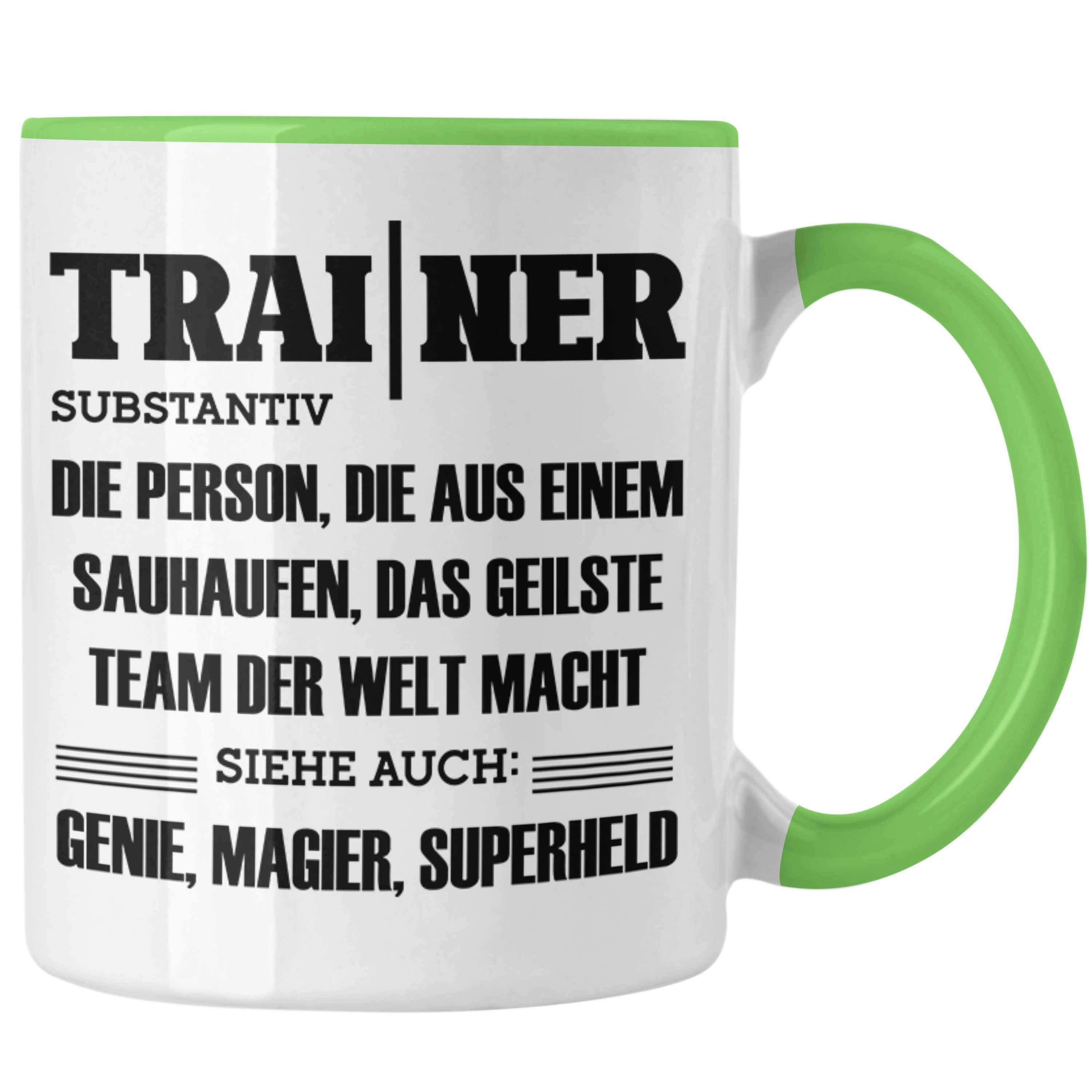 Trendation Tasse Trainer Tasse Geschenk Bester Coach Geschenkidee Spruch Grün