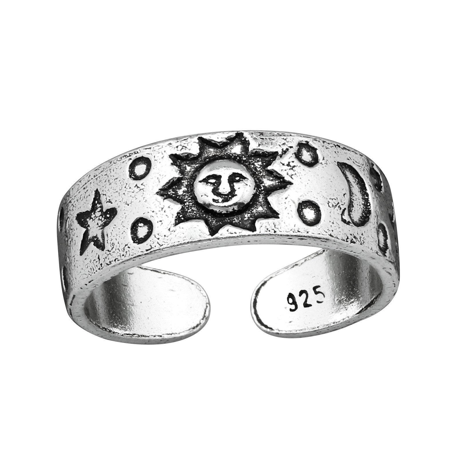 BUNGSA Zehenring Zehenring Sonne, Mond und Sterne aus 925 Silber Damen, Zehring Toering