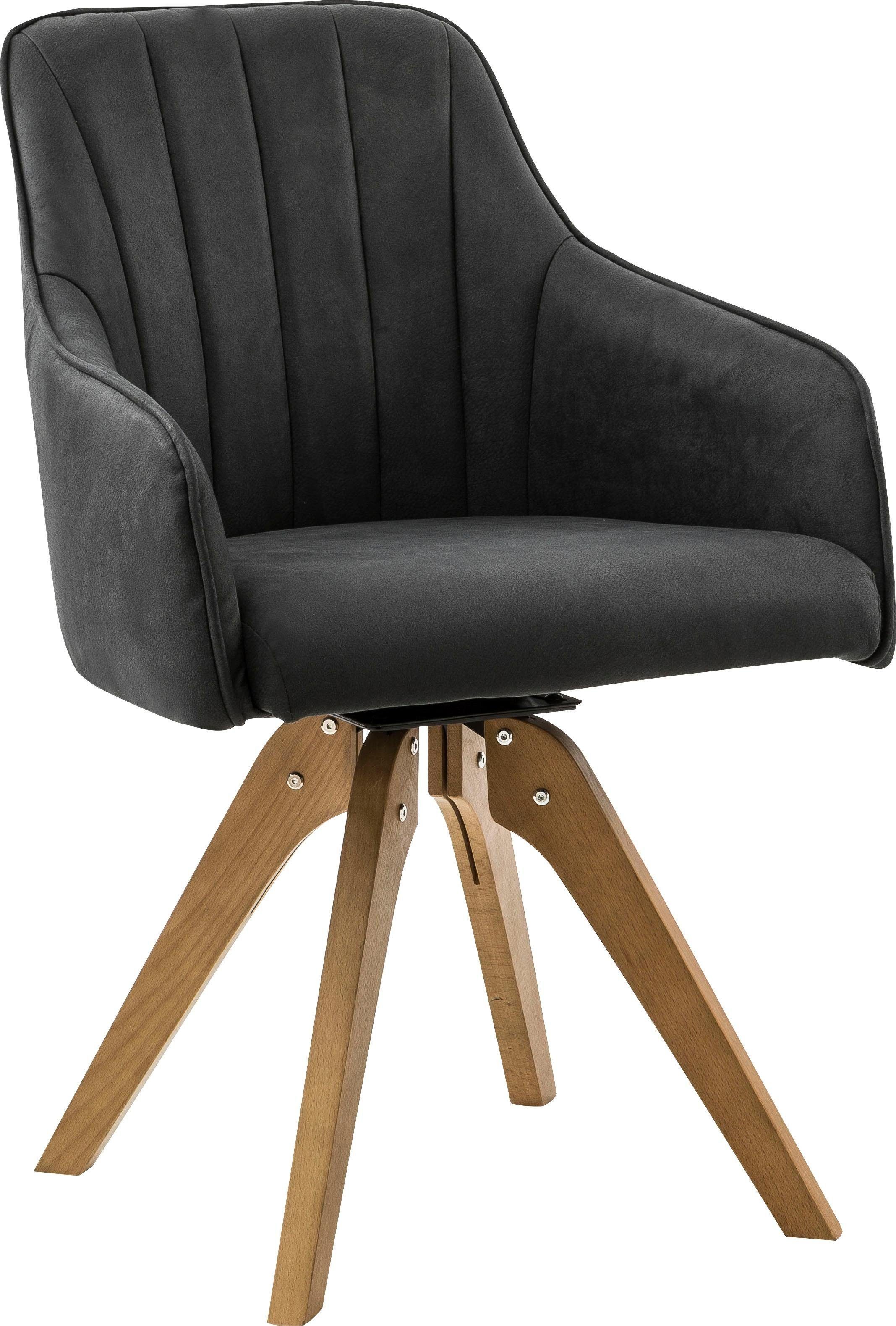 Home affaire Drehstuhl "Formentor" (Set) 2 Stk. Microfaser mit Rückensteppu günstig online kaufen