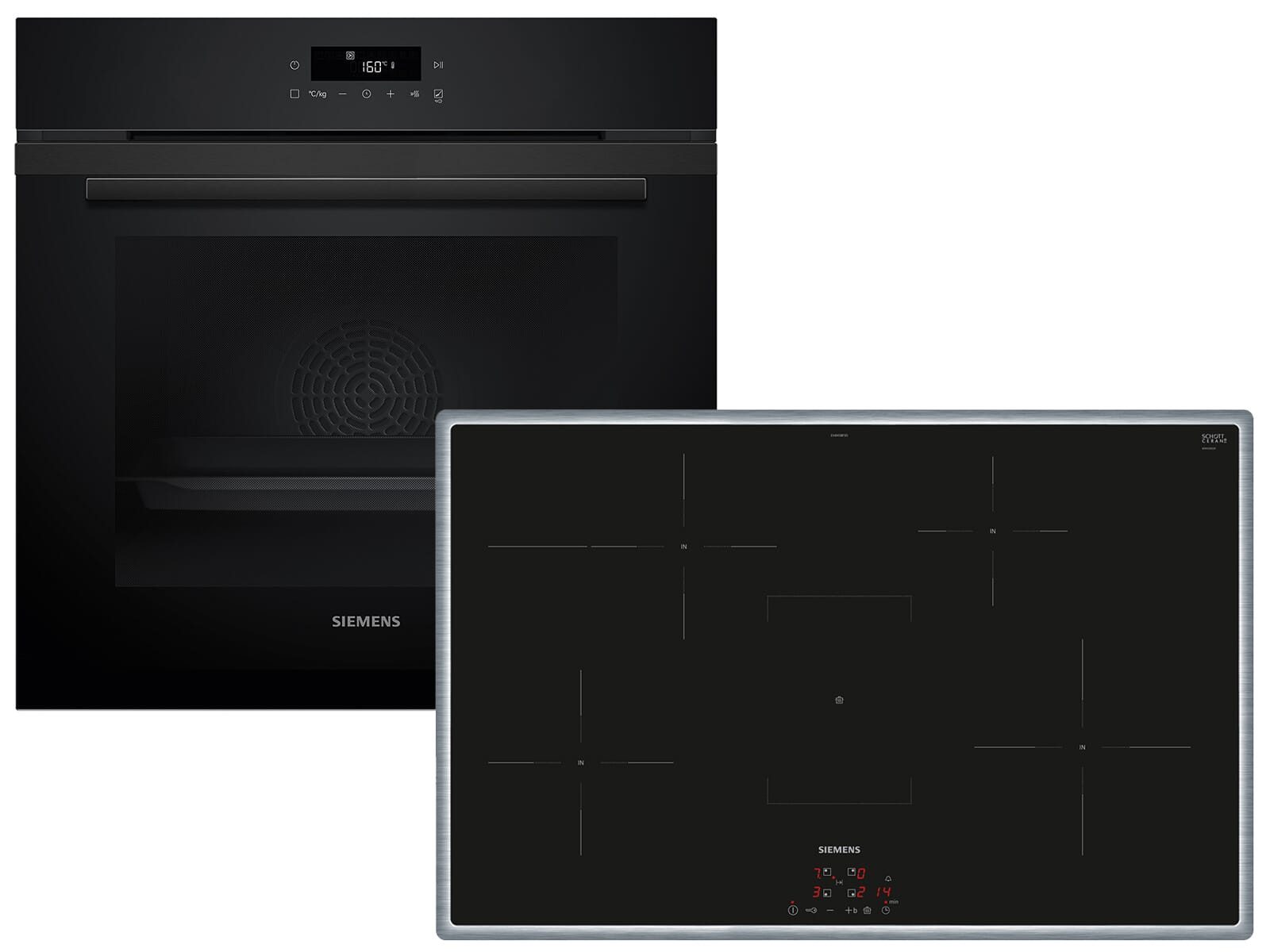 SIEMENS Backofen-Set, mit Teleskopauszug nachrüstbar, Pyrolyse-Selbstreinigung, Powerboost-Funktion, Timer