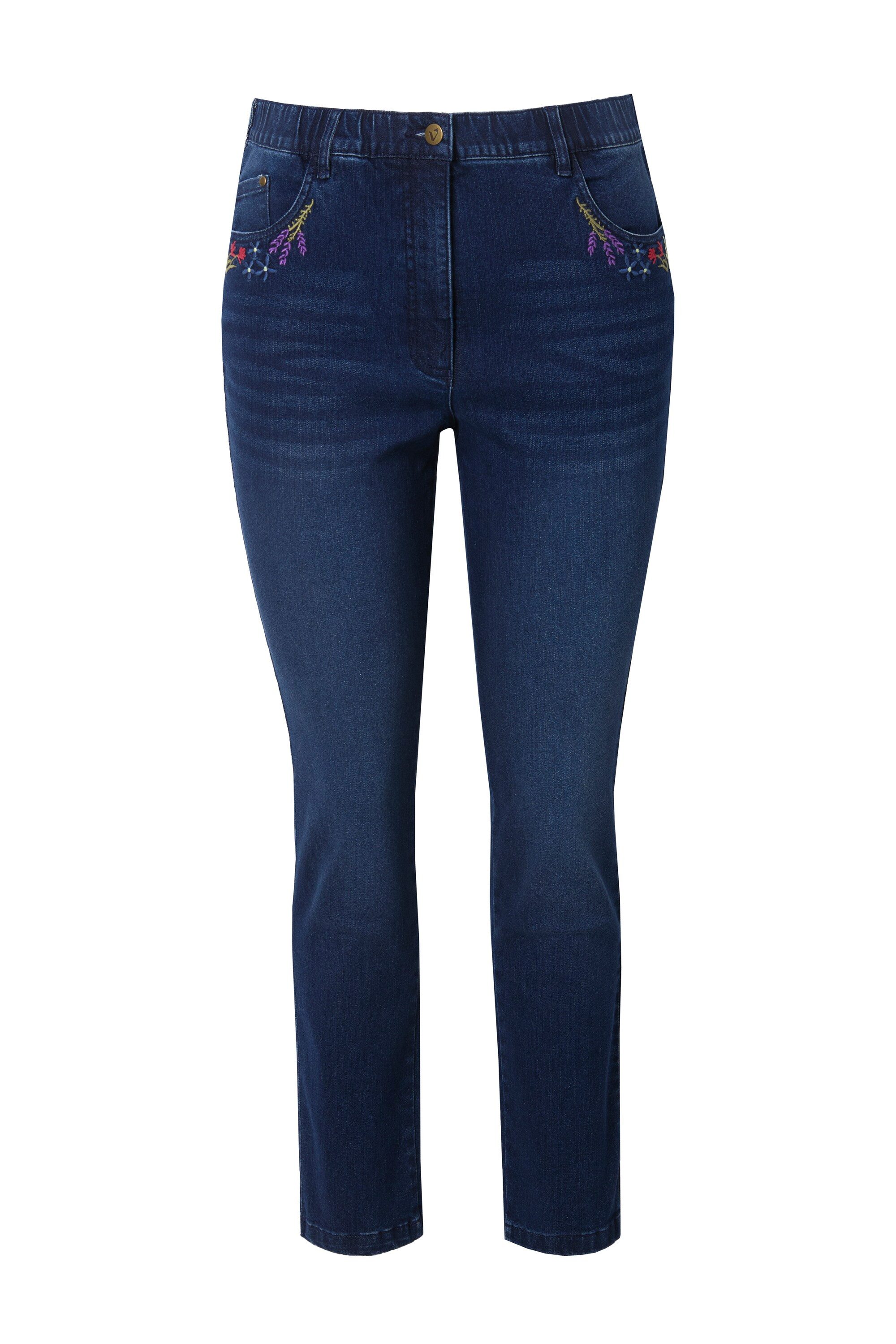 Ulla Popken Regular-fit-Jeans Jeans Mia Stickerei Komfortbund Stretchdenim