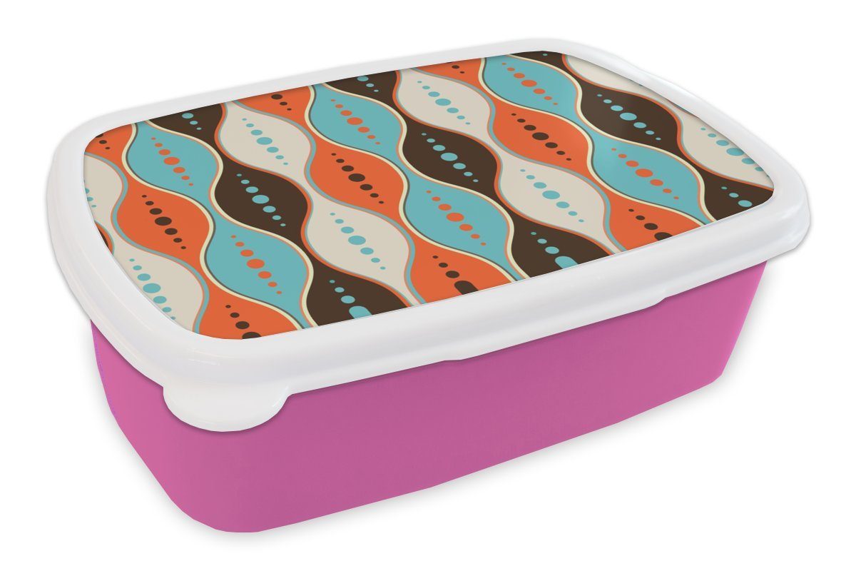 Retro Kreis Erwachsene, Kunststoff Lunchbox Brotdose Design, Kunststoff, (2-tlg), für Snackbox, rosa Brotbox MuchoWow Kinder, - Mädchen, -
