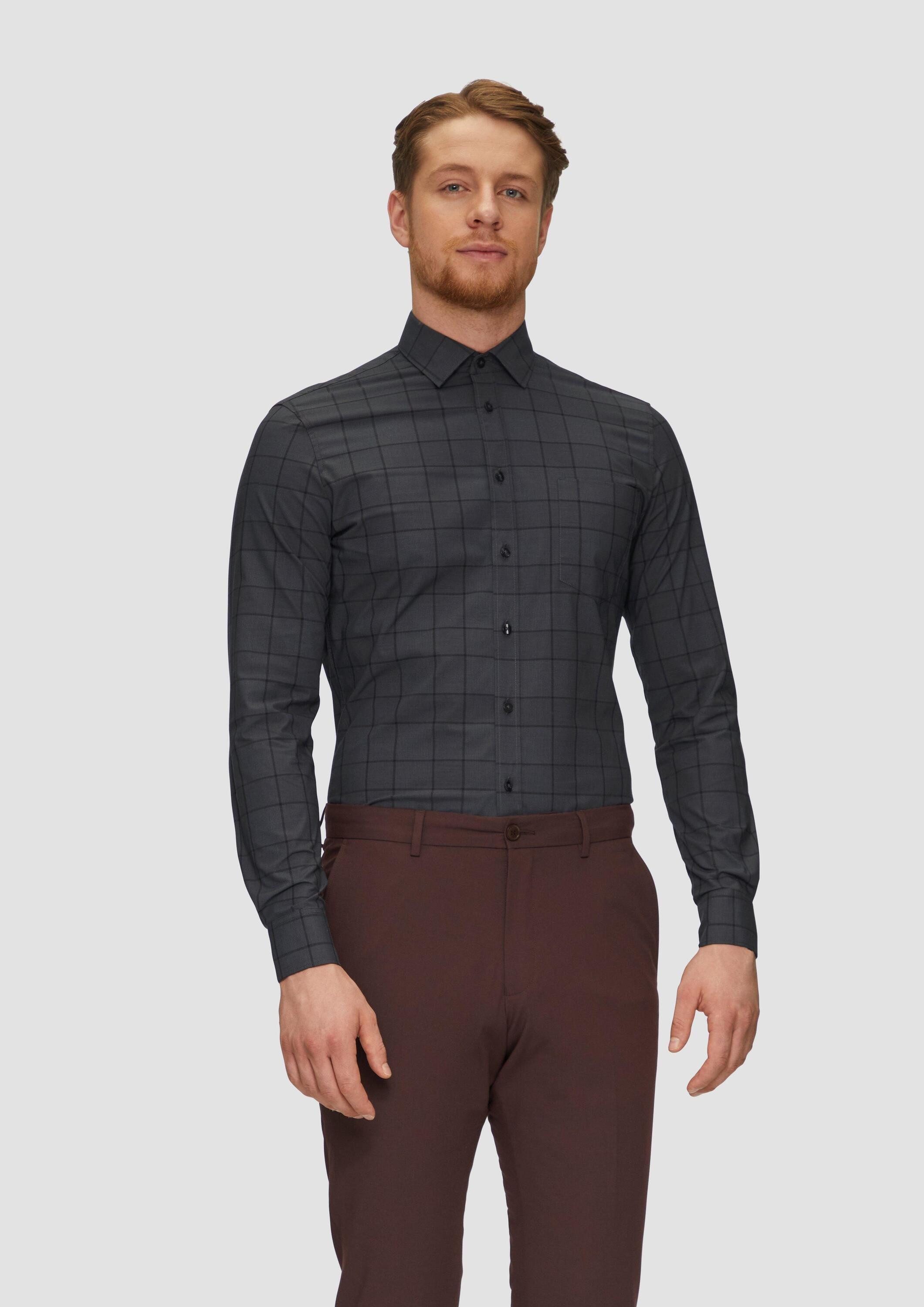 s.Oliver Langarmhemd Hemd Tailored Fit: Kariertes Hemd aus Baumwollstretch