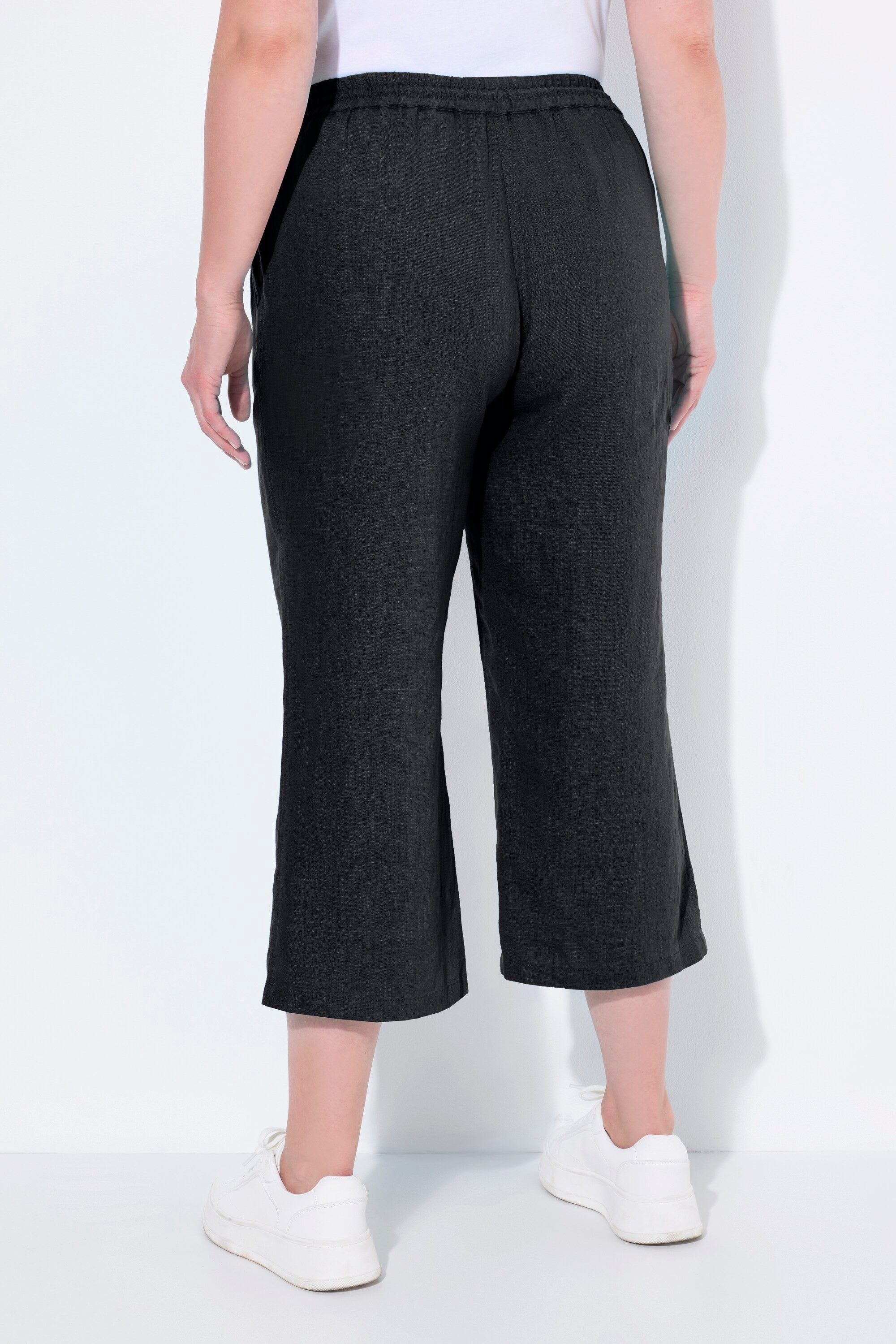 Ulla Popken Funktionshose 7/8-Leinenhose elastischer Bund natürlich kühl