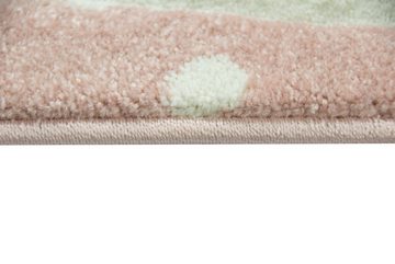 Kinderteppich Kinderteppich Spielteppich Teppich Kinderzimmer Babyteppich Hase in Rosa Weiss Grau, Teppich-Traum, rechteckig, Höhe: 13 mm