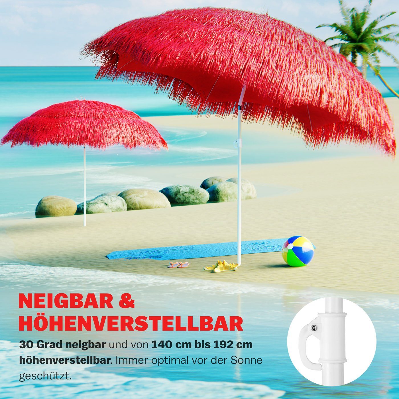Kingsleeve Sonnenschirm, Hawaii Braun 160 cm günstig online kaufen