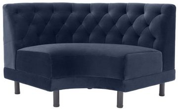 Casa Padrino Chesterfield-Sofa Luxus Chesterfield Samt Couch Mitternachtsblau / Schwarz 114 x 75 x H. 85 cm - Gebogenes & Erweiterbares Wohnzimmer Sofa - Luxus Kollektion