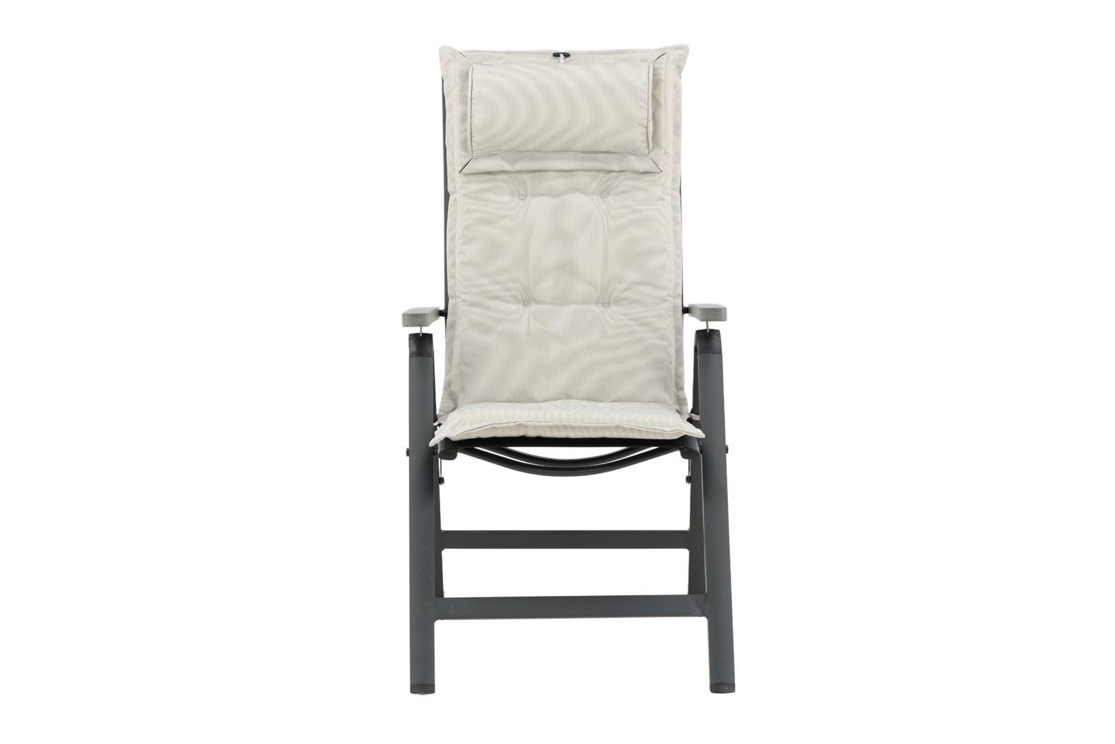 Gartenlounge-Sessel Cus Gartenkissen für 5 Pos. einstellbar offwhite.