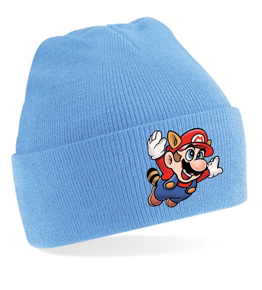 Blondie & Brownie Beanie Unisex Erwachsenen Mütze Super Mario 3 Fligh Nintendo Gaming Hellblau