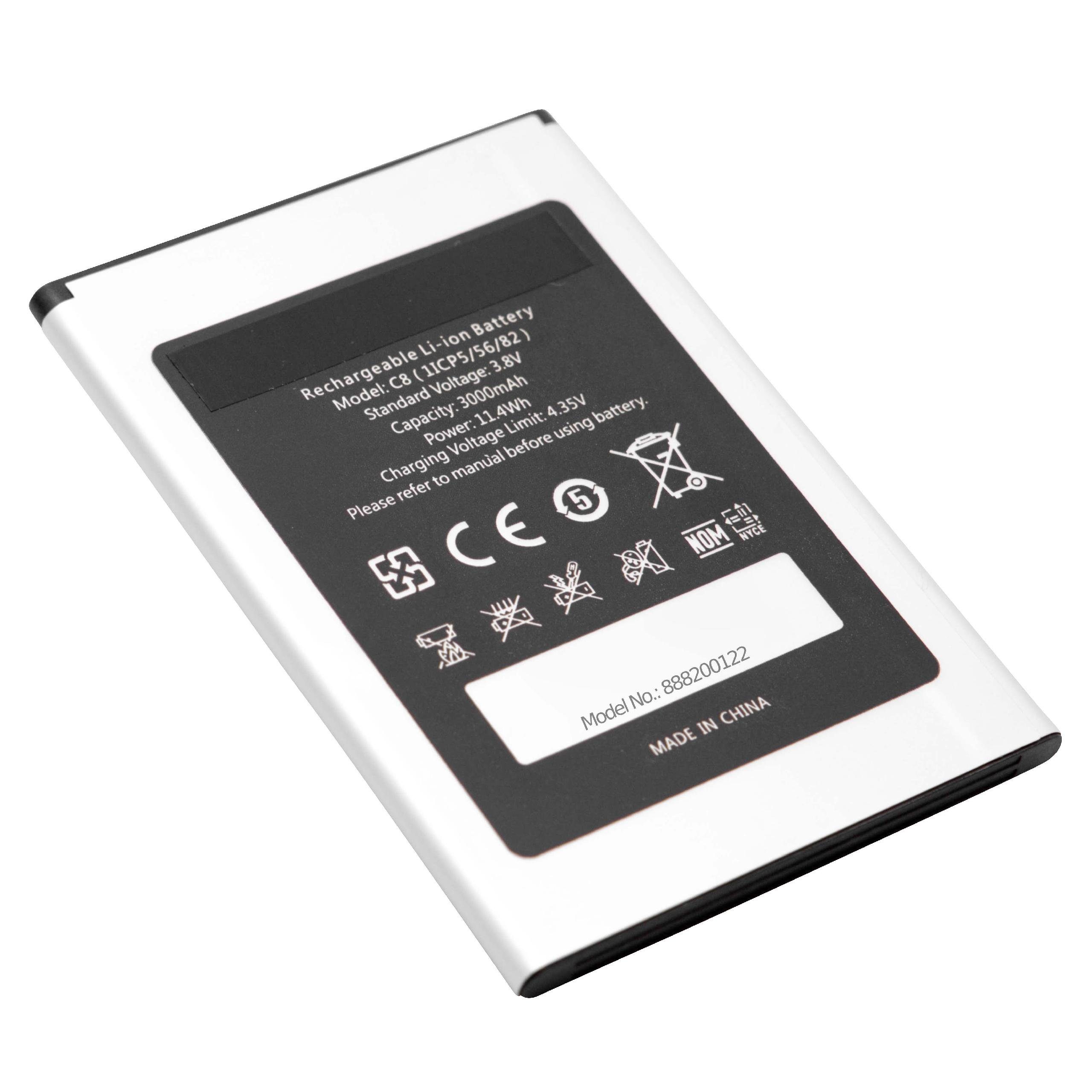 Oukitel Smartphone-Akku kompatibel Li-Ion C8 vhbw 3000 mAh (3,8 V) mit