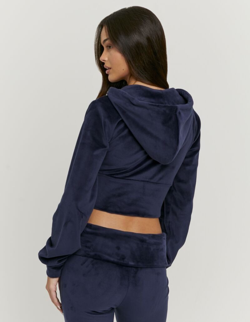 Tally Weijl Kapuzensweatjacke SSWPELOUNGIE Materialmix, figurbetont, cropped, aus Samt mit breitem Saum