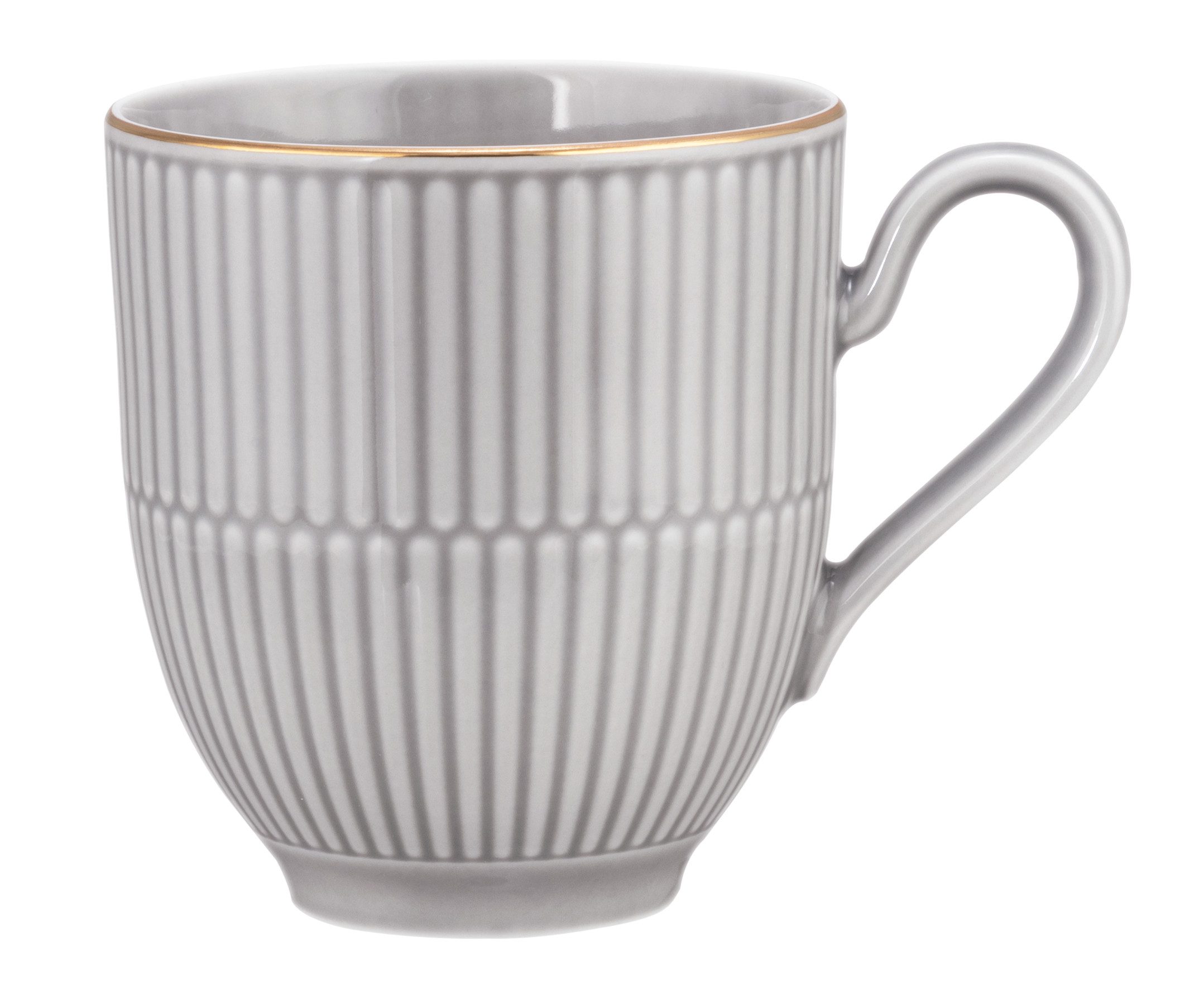 Seltmann Weiden Becher Amina, 1-tlg., Porzellan, Kaffeebecher, Tasse, mit Relief und edler Goldumrandung