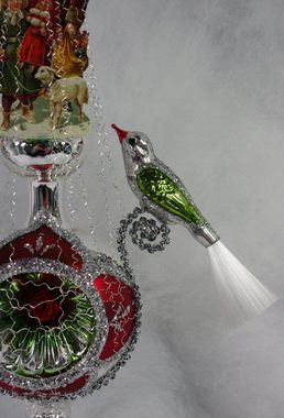 Nostalgie Christbaumschmuck Thüringen Christbaumspitze Viktorianische Spitze mit 2 Vögeln und Weihnachtsmann (1-tlg), Viktorianische Spitze mit 2 Vögeln und Weihnachtsmann