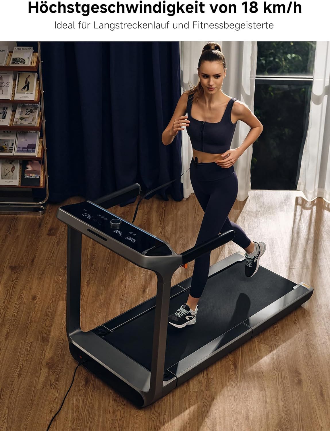 Kingsmith Laufband WalkingPad X218 Klappbar,mit Handläufen, bis 18 km/h & 136 kg, Doppelfalttechnik, App Steuerung, LED Touch, 1-18km/h, Max. 136Kg