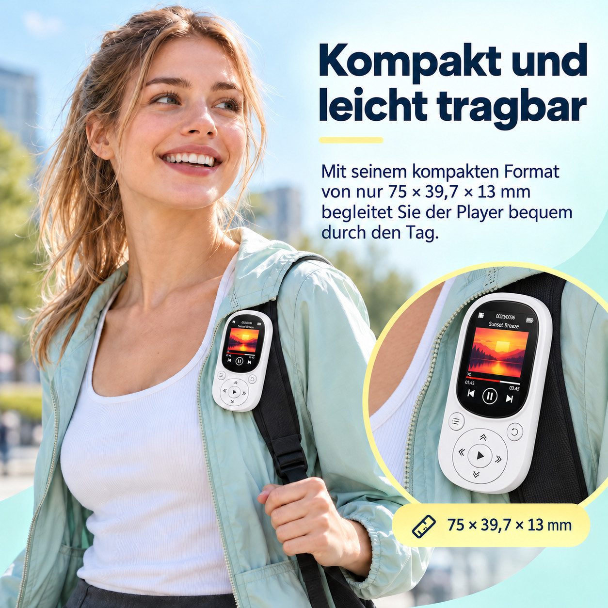 Lisabonde MP3-Player Bluetooth 5.3 64GB mit Clip & FM-Radio Sport MP4-Player (64 GB, Bluetooth 5.3) – Bild 3 von 5