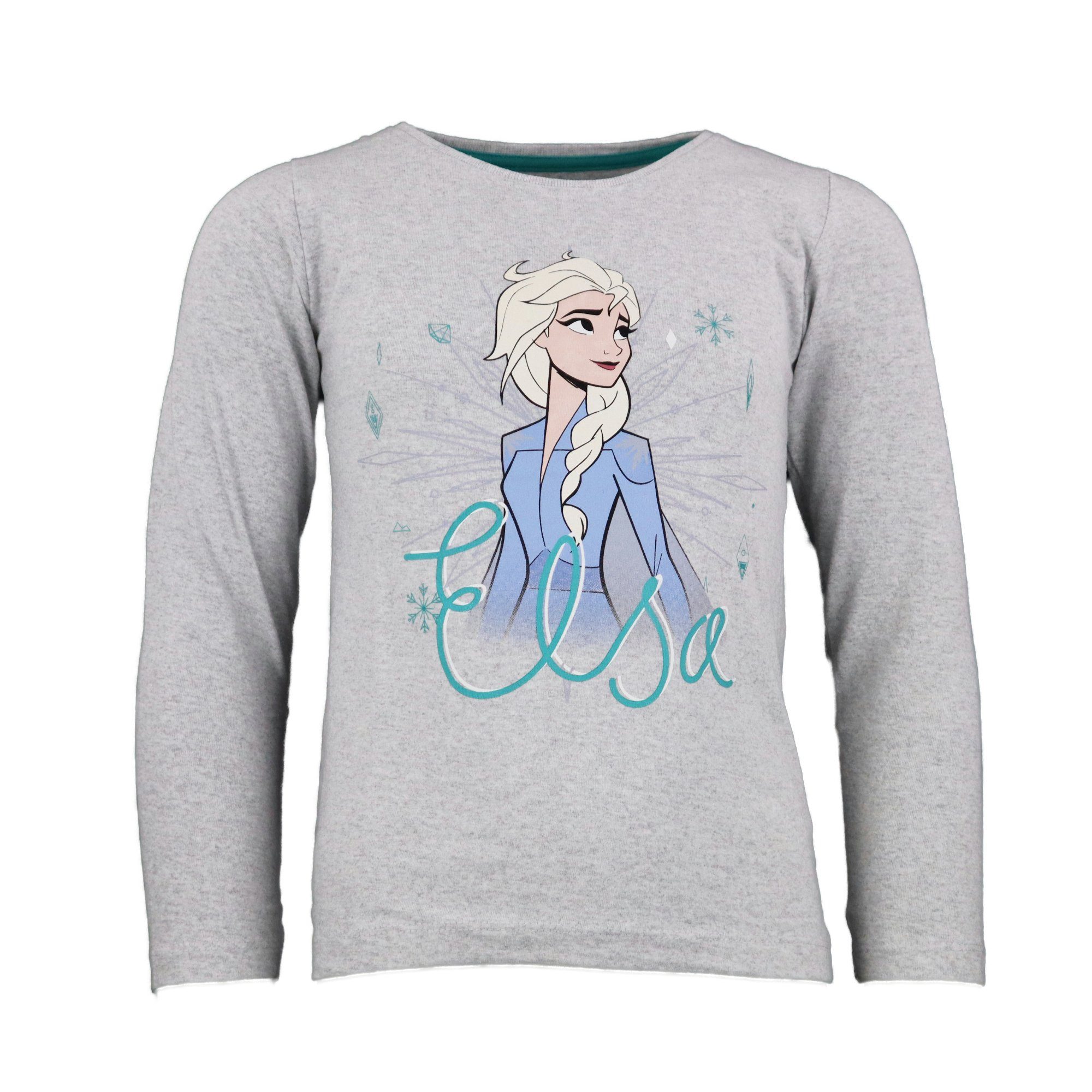 Disney Frozen Langarmshirt Die Eiskönigin Elsa Kinder Shirt Gr. 104 bis 134 Grau